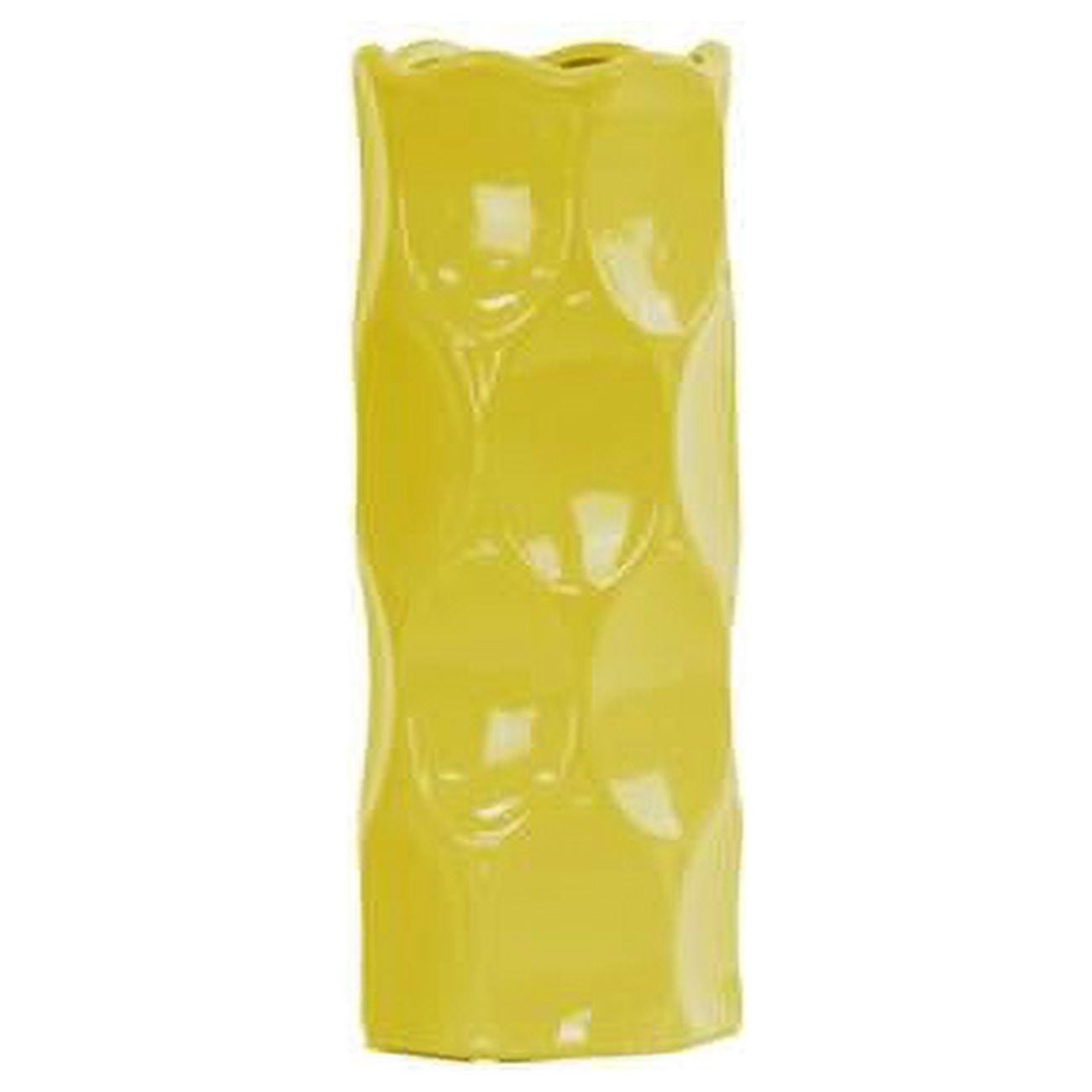 Urban Elegance Small Round Ceramic Table Vase in Glossy Yellow