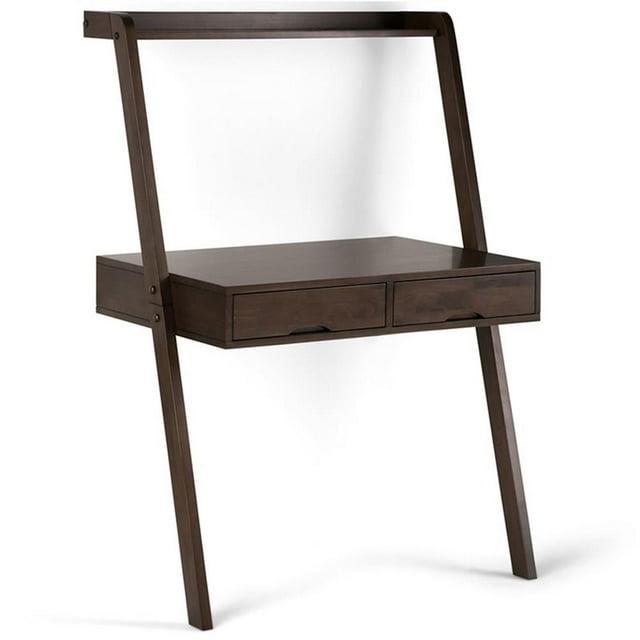 36" Darren Solid Wood Desk Warm Walnut - WyndenHall: Compact, Space-Saving Design with Storage