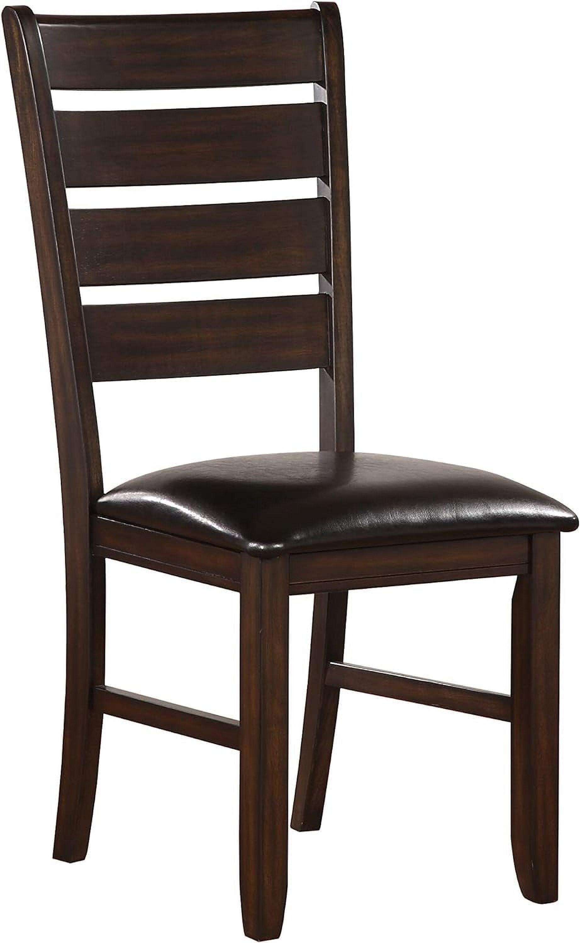 Espresso Ladderback Side Chair Set with Black Upholstery