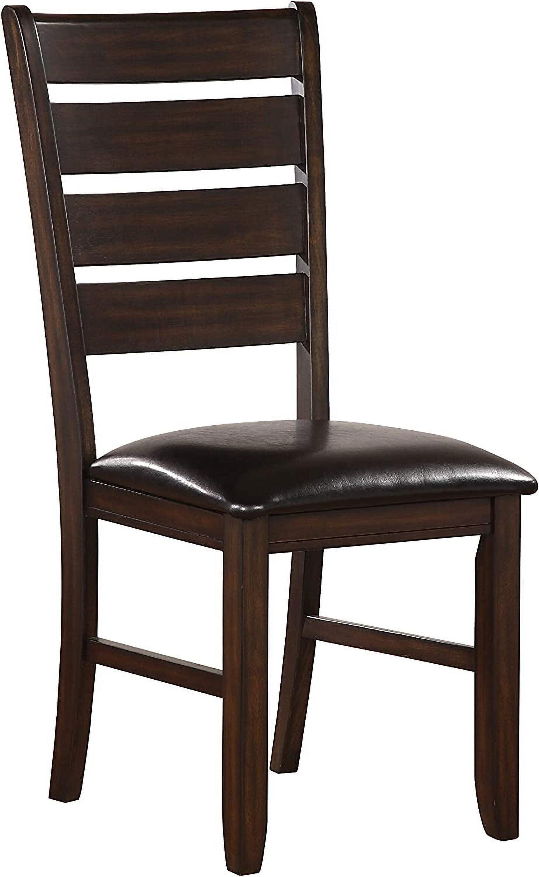 Espresso Ladderback Side Chair Set with Black Upholstery