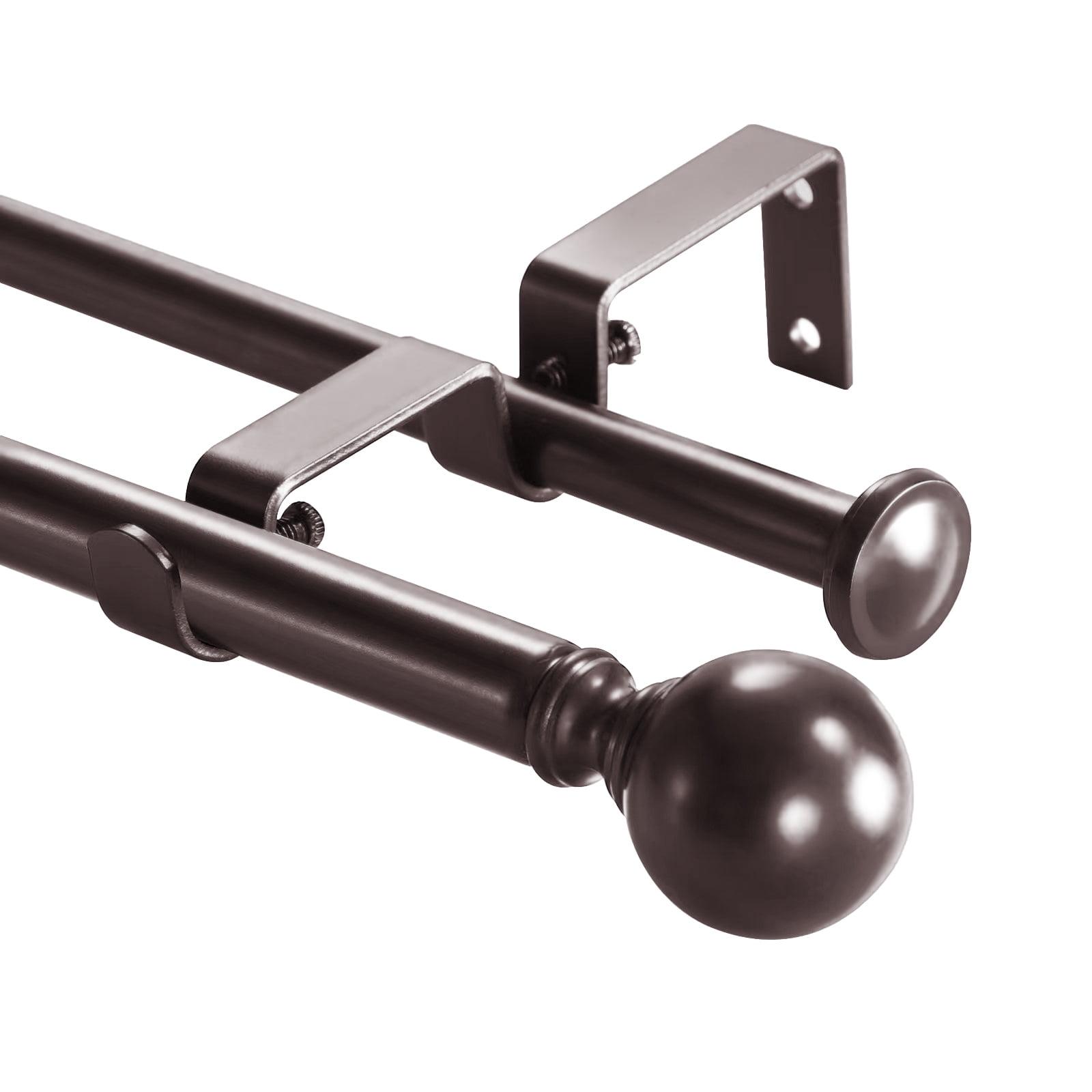 Oil-Rubbed Bronze Adjustable Double Curtain Rod Set, 28-48 inch