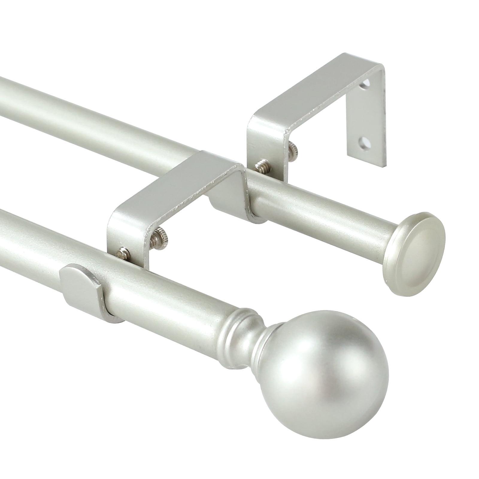 Urbanest Ball Adjustable Double Curtain Rod Set, 5/8", 48"-84", Antique Silver/Pewter