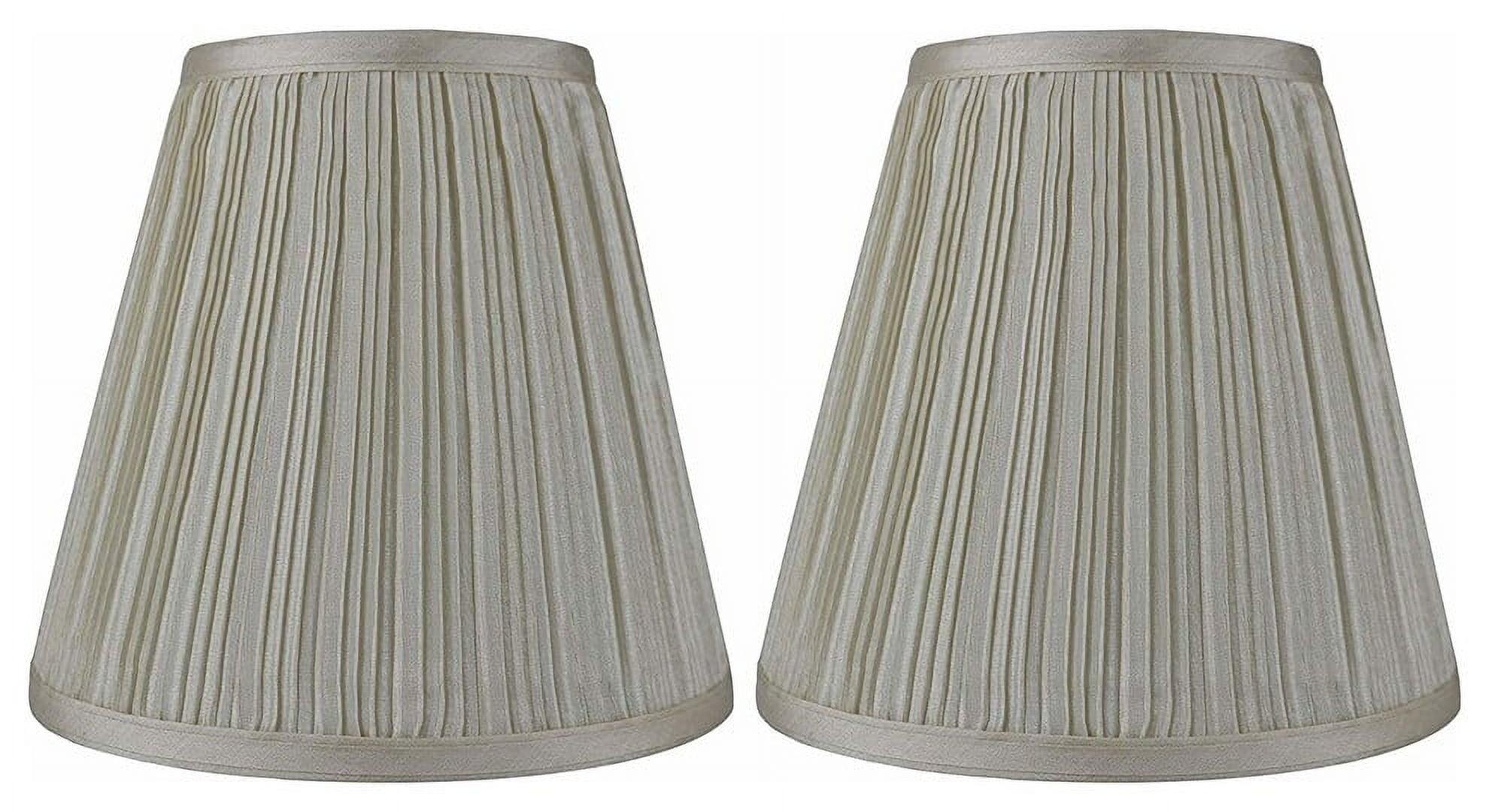 Urbanest Empire Lamp Shade 5x9x8.5", Cream Pleated Faux Silk, Set of 2