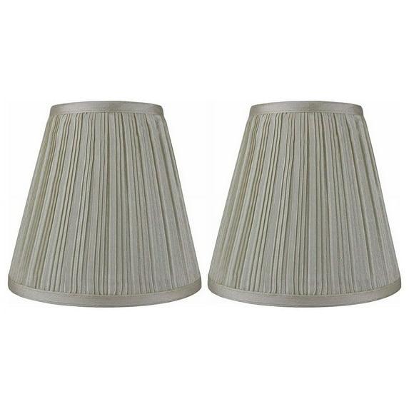 Urbanest Empire Lamp Shade 5x9x8.5", Cream Pleated Faux Silk, Set of 2