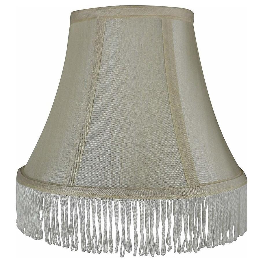 Urbanest Silk Bell Lamp Shade, 5x9x7", Cream With White Fringe