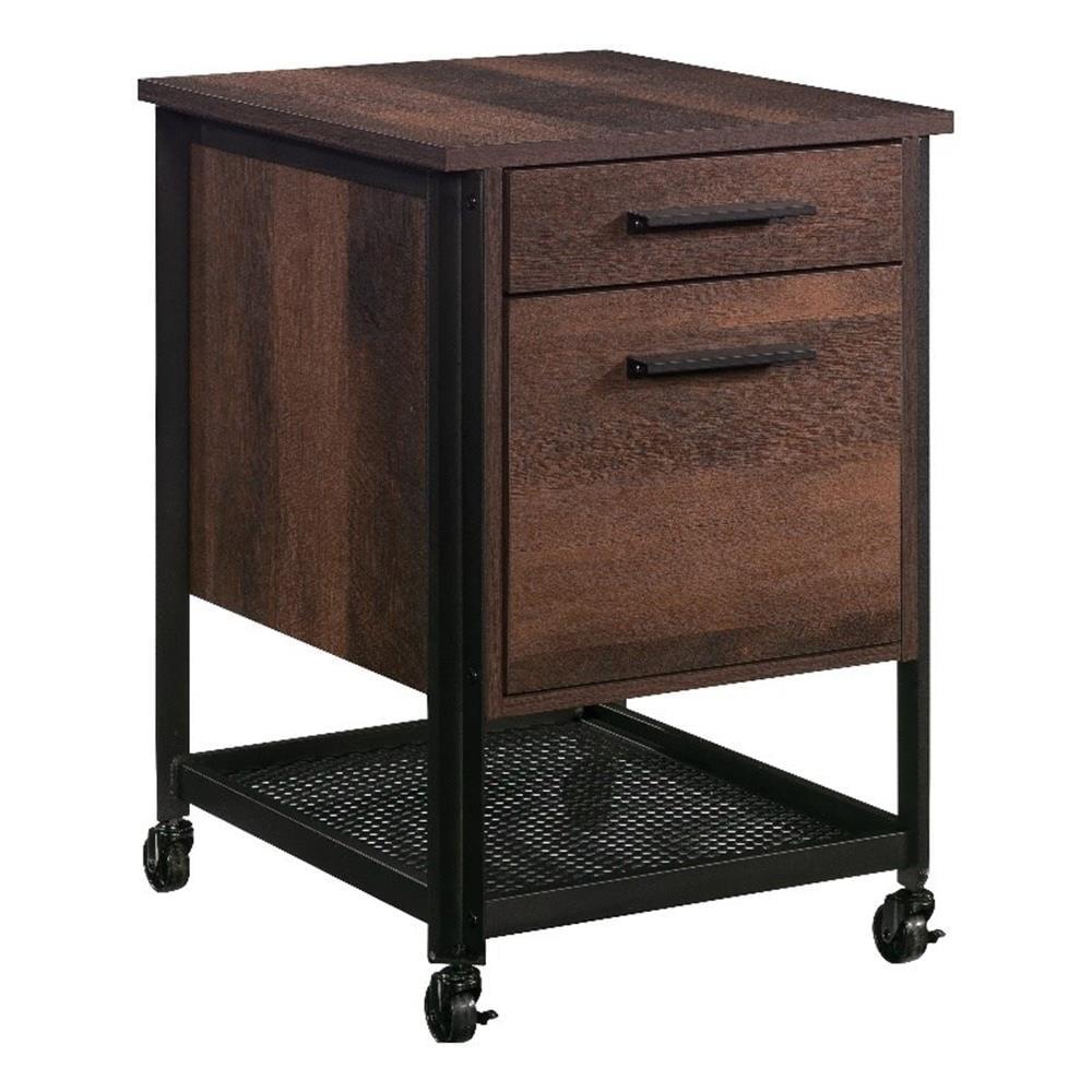 Sauder Briarbrook2 Drawer Rolling File with Shelf Barrel Oak: Industrial Style, Metal Frame, CARB Certified