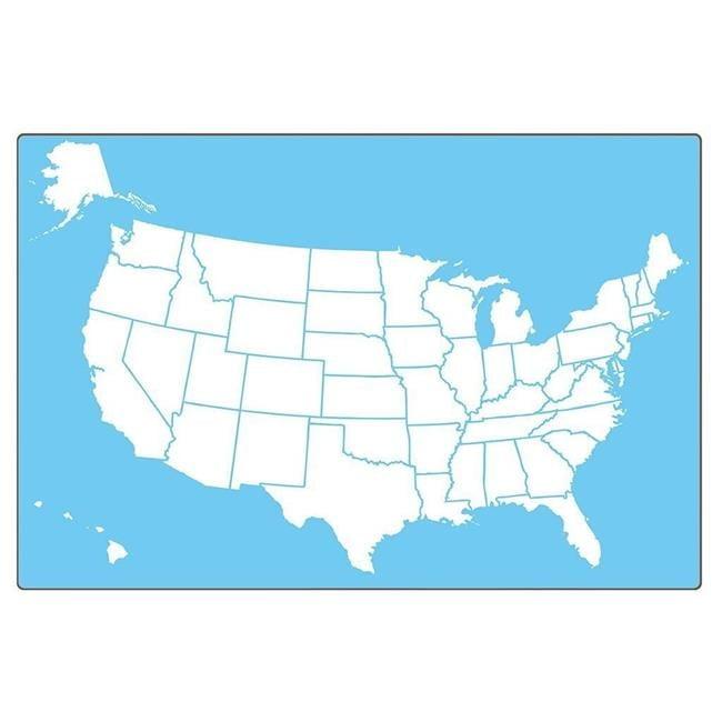 Us Map Dry Erase Board - Blue & White