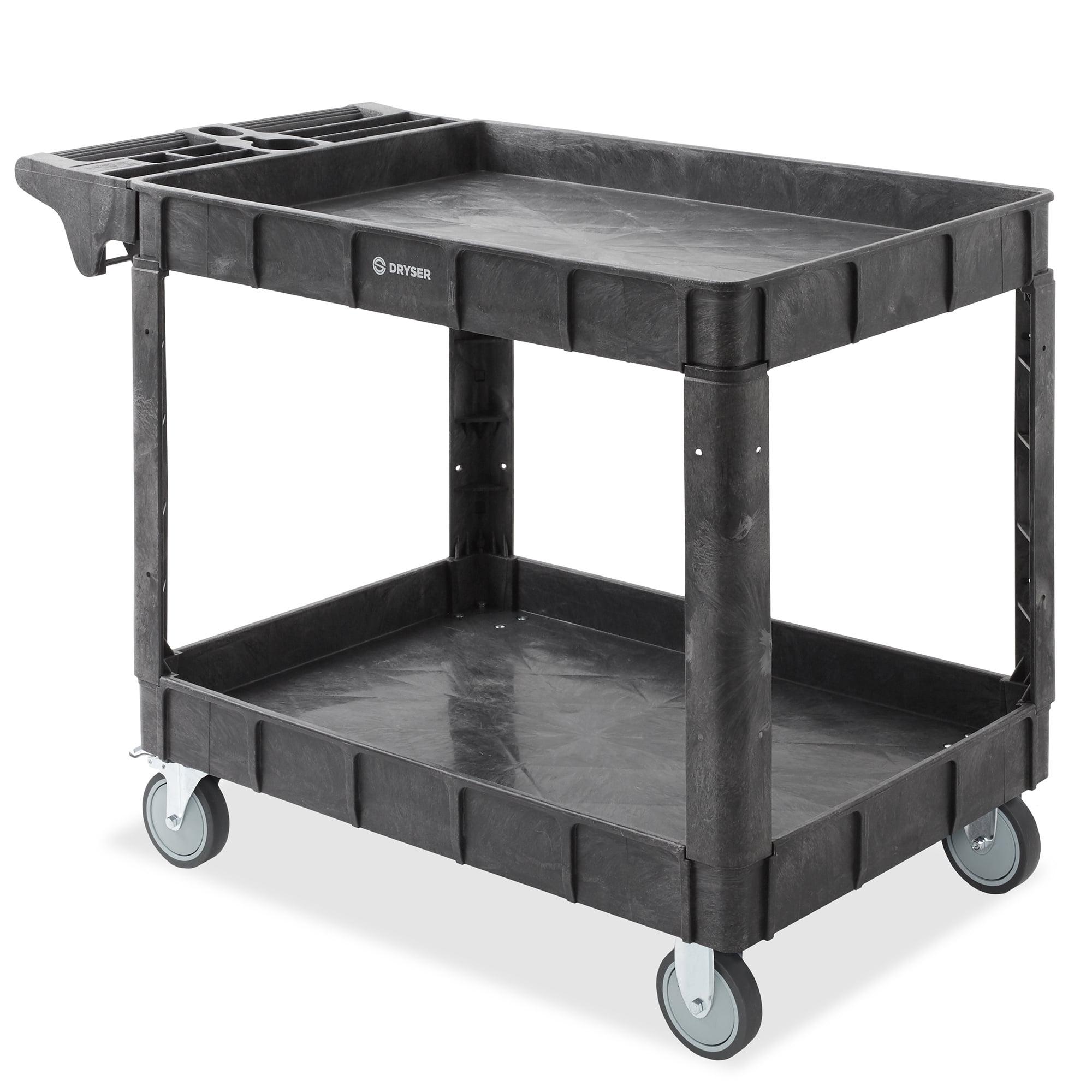 Heavy Duty Black Metal Utility Cart with Swivel Wheels