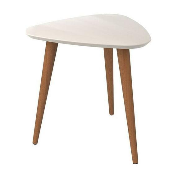 19.68" Utopia High Triangle End Table with Splayed Wooden Legs Gloss White - Manhattan Comfort: Mid-Century Modern, MDF Construction
