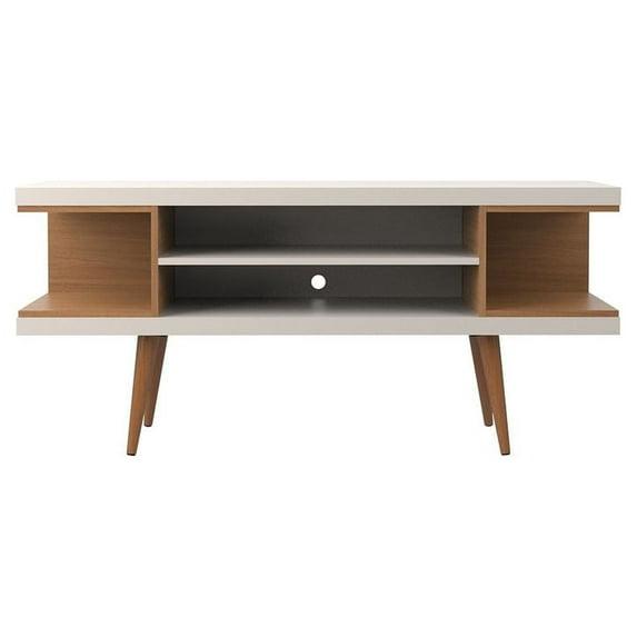 Manhattan Comfort Utopia Splayed Wooden Legs and 4 Shelves TV Stand for TVs up to 50" Maple Cream/Off-White - Manhattan Comfort