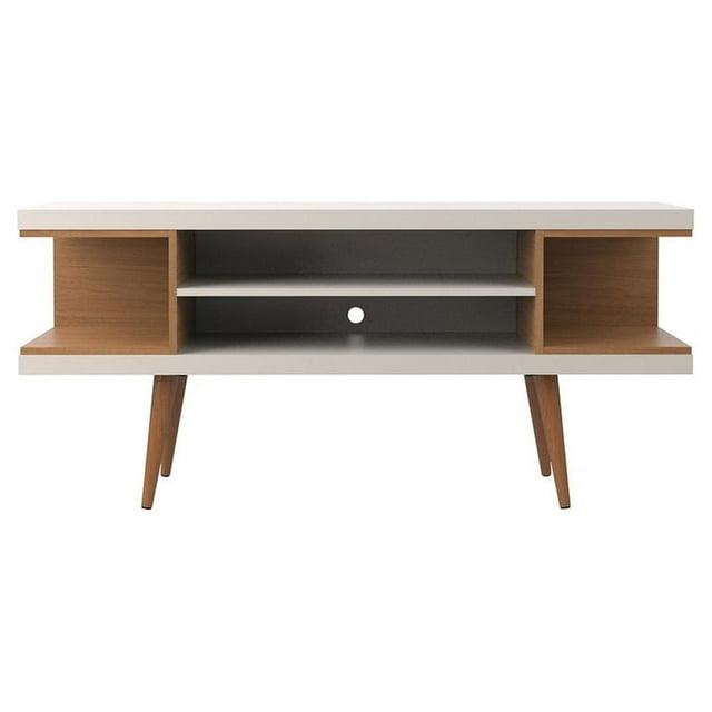 Manhattan Comfort Utopia Splayed Wooden Legs and 4 Shelves TV Stand for TVs up to 50" Maple Cream/Off-White - Manhattan Comfort