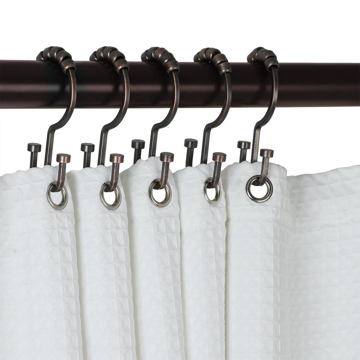 Utopia Alley Shower Hooks - Double Shower Curtain Rings for Bathroom - Rust Resistant Shower Curtain Hooks for Shower Curtain or Liner - Double Shower Curtain Hooks - Set of 12, Oil Rubbed Bronze