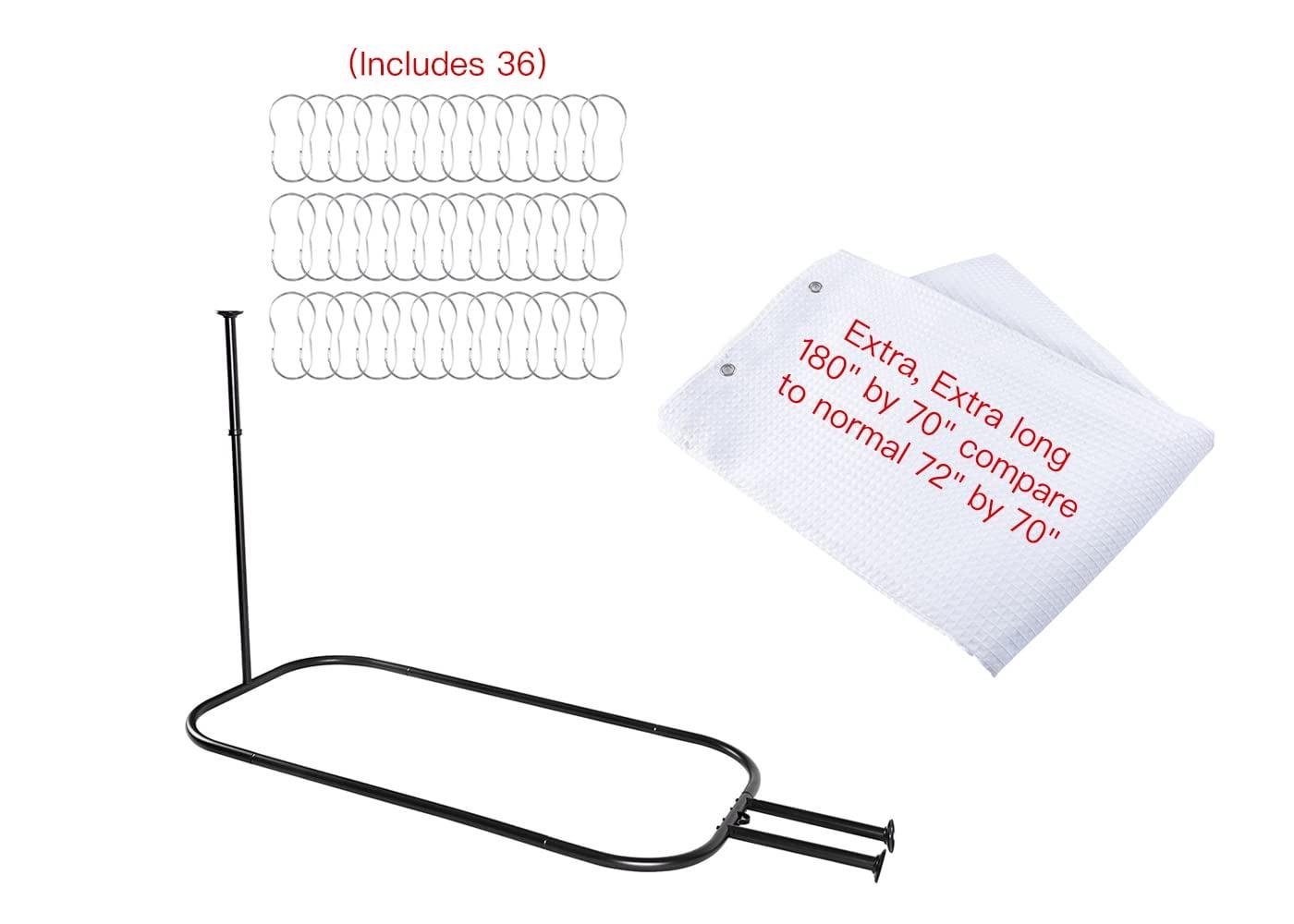 Utopia Alley Rustproof 54" L D-Shaped Fixed Shower Curtain Rod & Hook Set | Wayfair