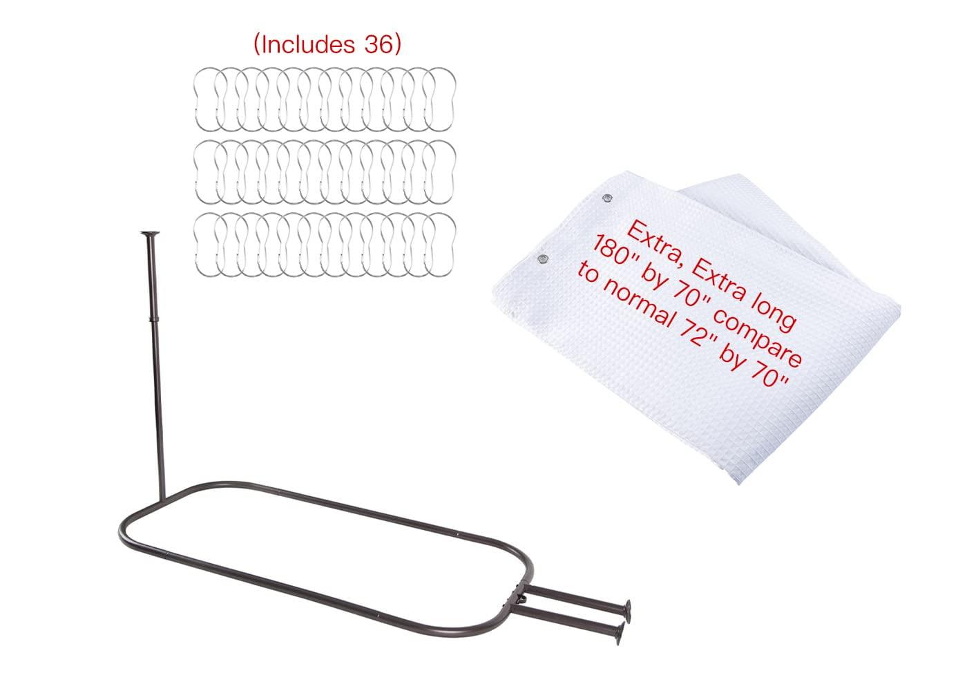 Utopia Alley Rustproof 54" L D-Shaped Fixed Shower Curtain Rod & Hook Set | Wayfair