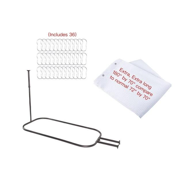 Utopia Alley Rustproof 54" L D-Shaped Fixed Shower Curtain Rod & Hook Set | Wayfair