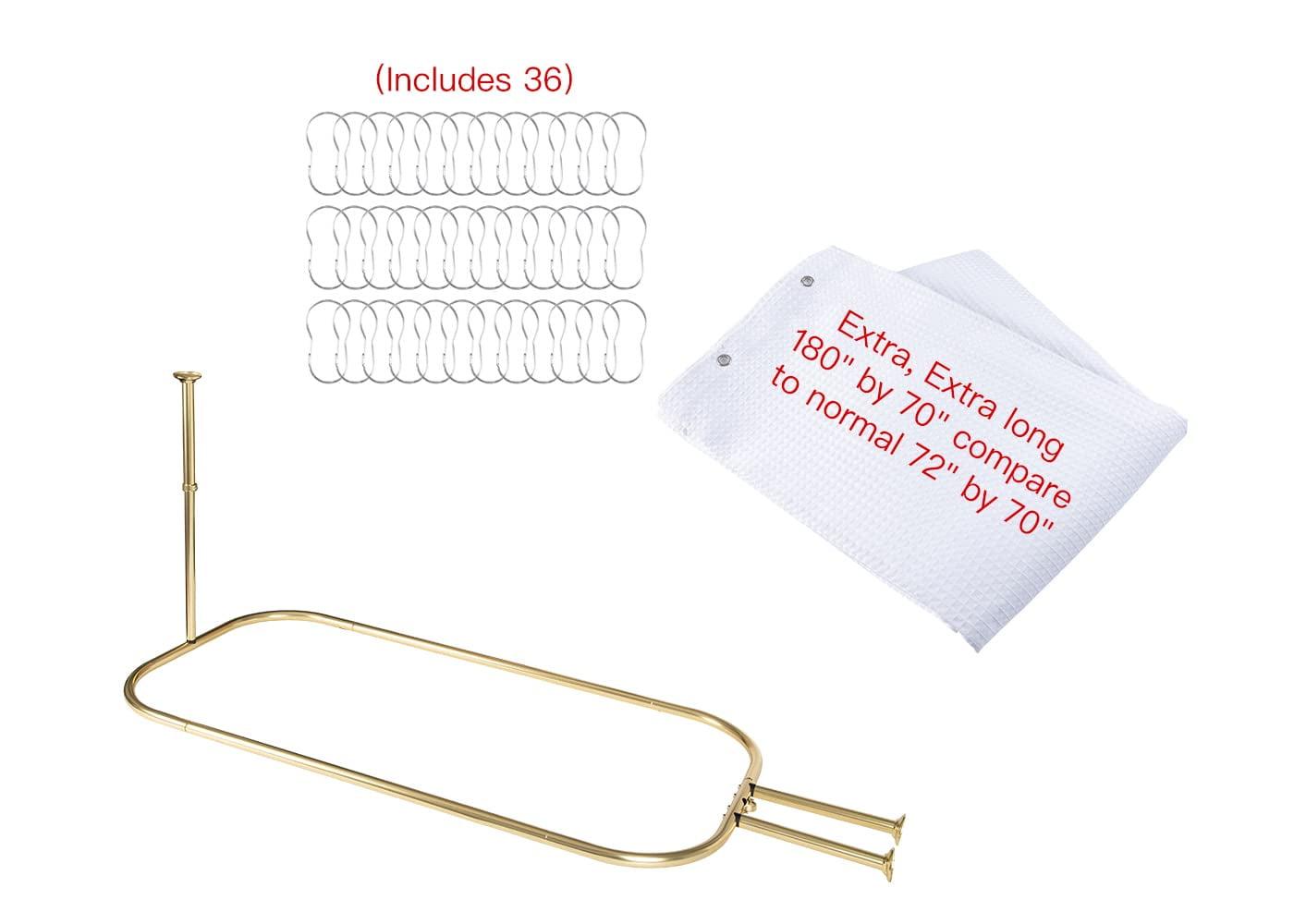 Utopia Alley 64'' D-Shaped Drill / Screw Shower Curtain Rod & Hook Set