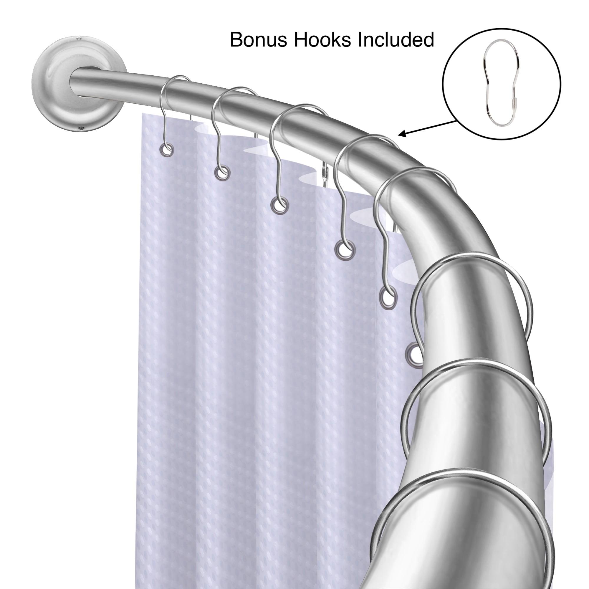Utopia Alley Utopia Alley Rustproof Fixed Mount Single Curved Shower Rod, Aluminum, adjustable from 45" to 72" Wide