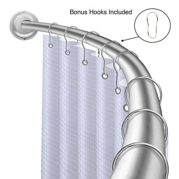 Utopia Alley Utopia Alley Rustproof Fixed Mount Single Curved Shower Rod, Aluminum, adjustable from 45" to 72" Wide