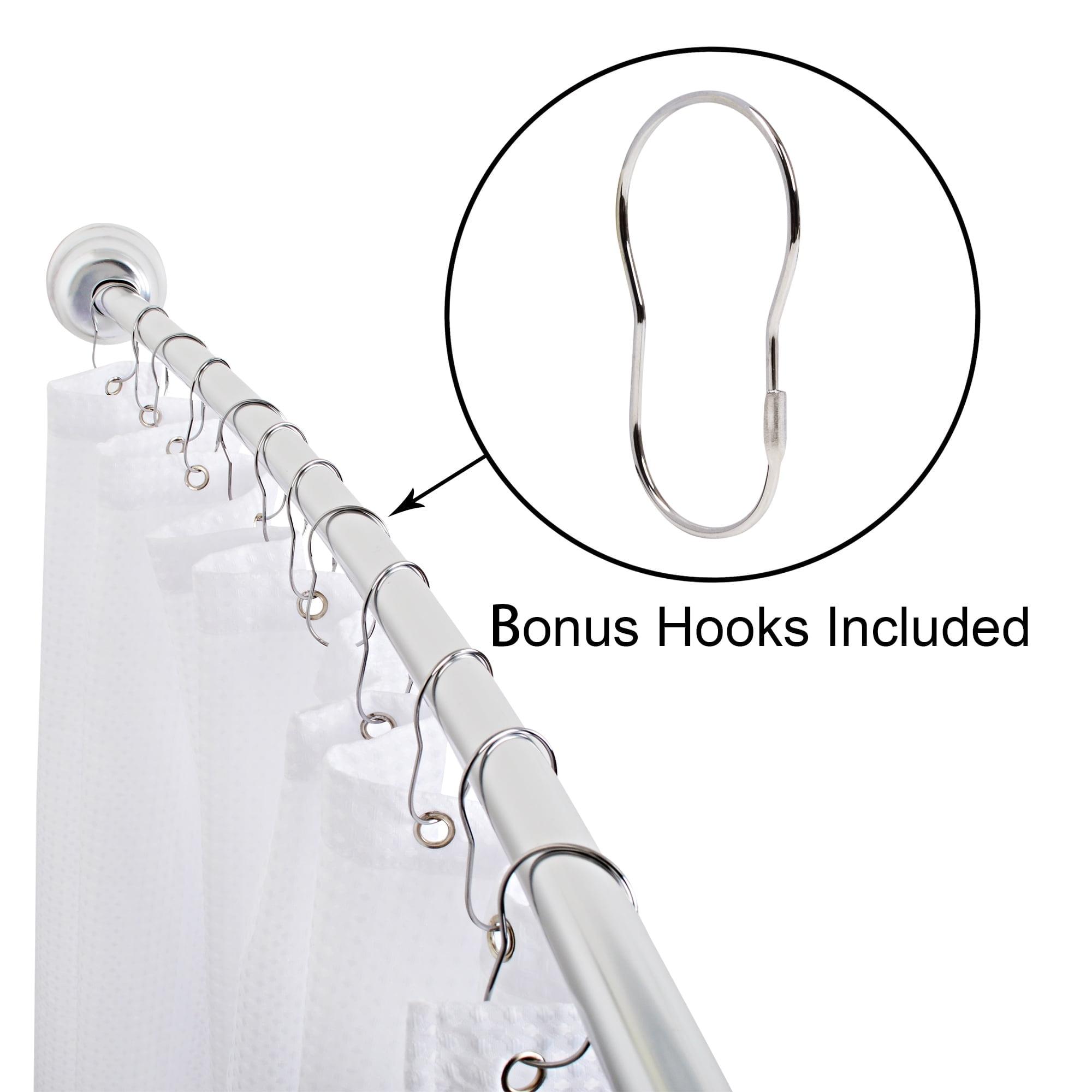 Utopia Alley Utopia Alley Rustproof Fixed Mount Single Curved Shower Rod, Aluminum, adjustable from 45" to 72" Wide