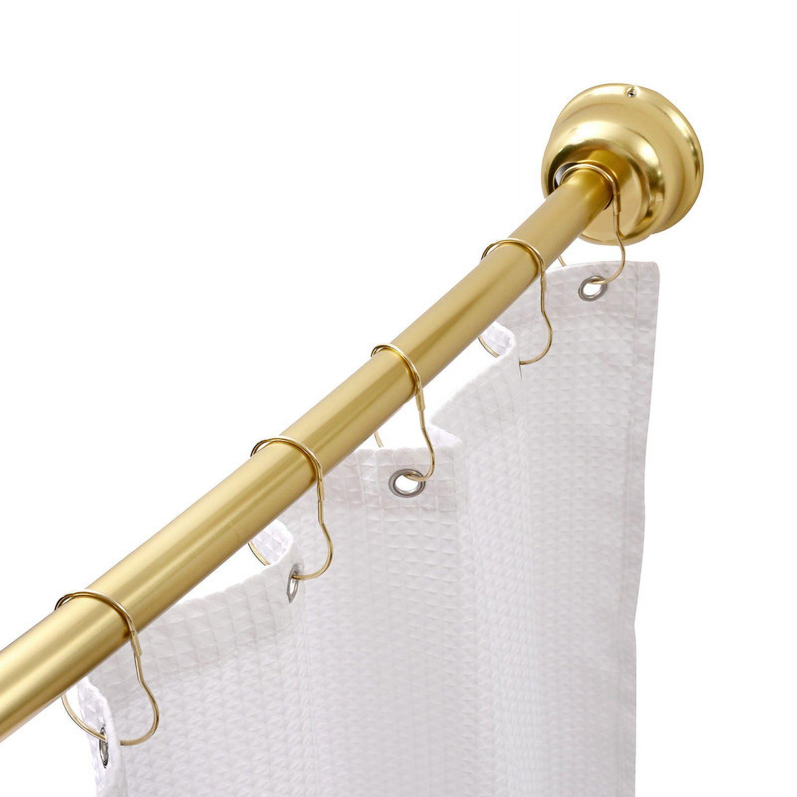 Utopia Alley Utopia Alley Rustproof Fixed Mount Single Curved Shower Rod, Aluminum, adjustable from 45" to 72" Wide