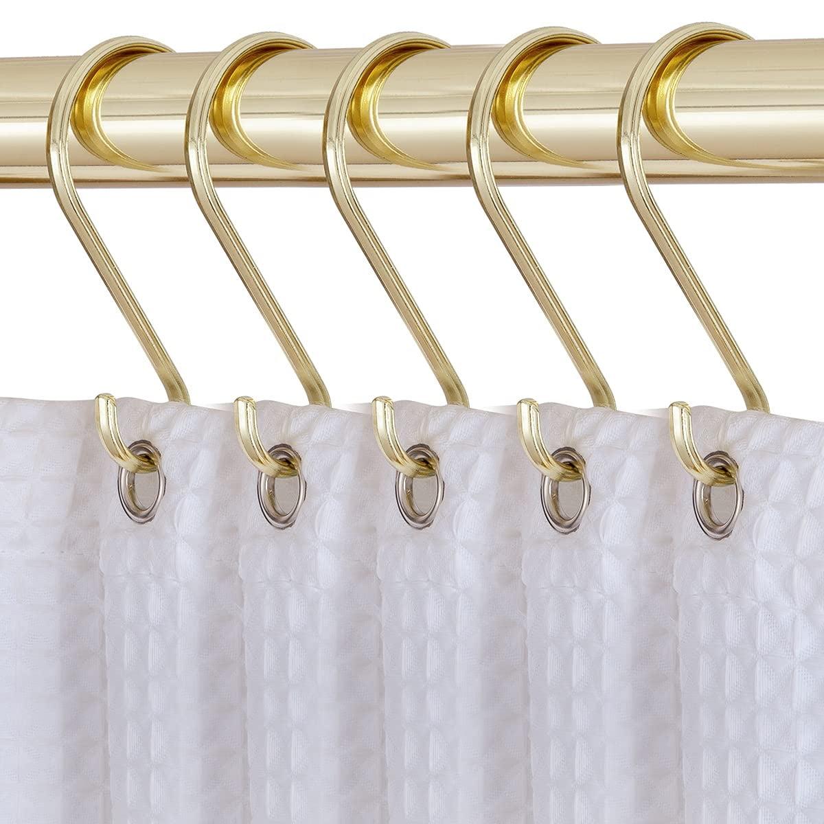 Utopia Alley HK15GD 1.7 x 3.3 Pulg. Ganchos para Cortinas de Baño y Cortinas de Baño de Zinc Inoxidable en Forma de S, Dorado - Juego de 12