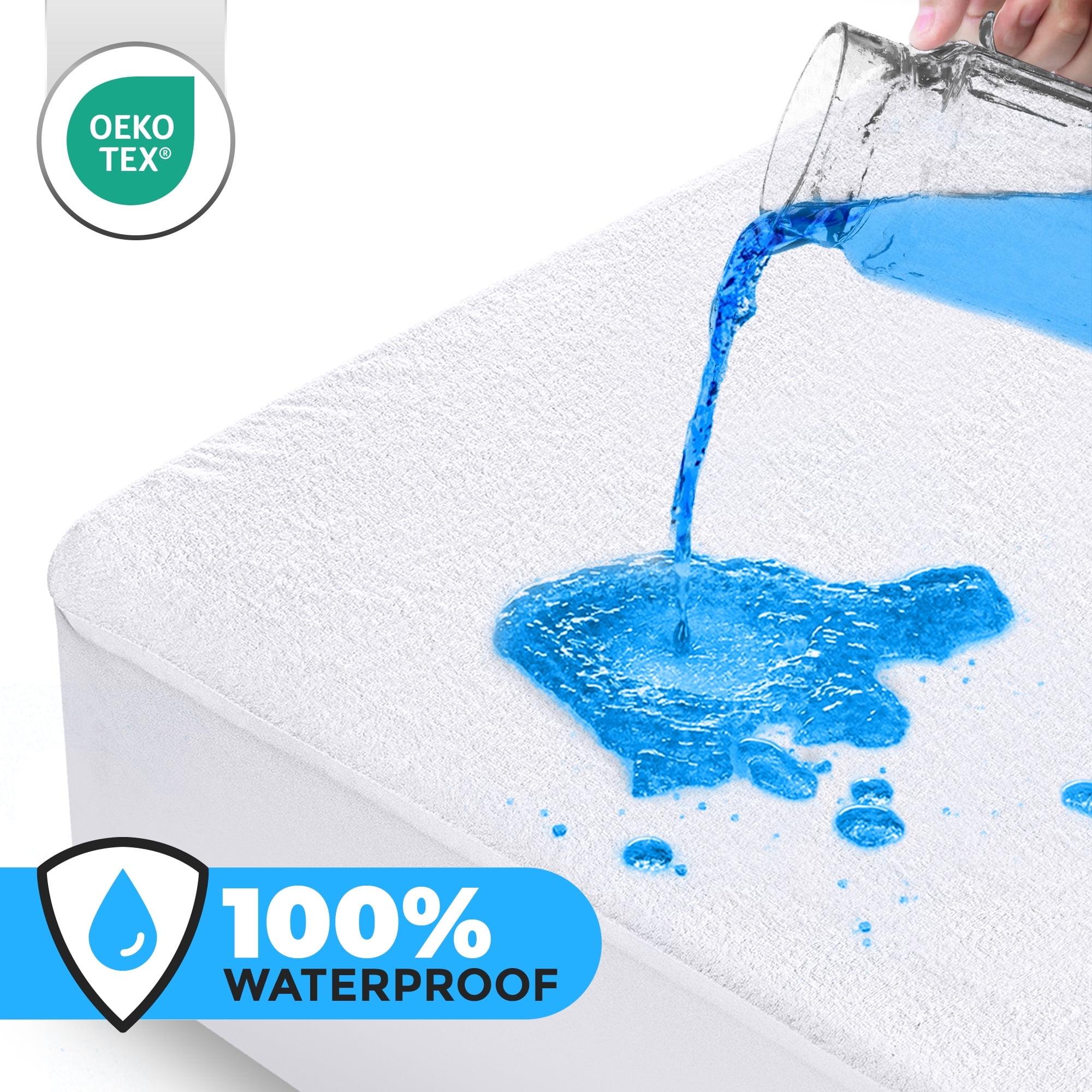 PEKUR Waterproof Mattress Protector – Fitted Sheet Style, Deep Pocket Cover Fits Up to 15 Inches, Washable & Breathable Mattress Topper