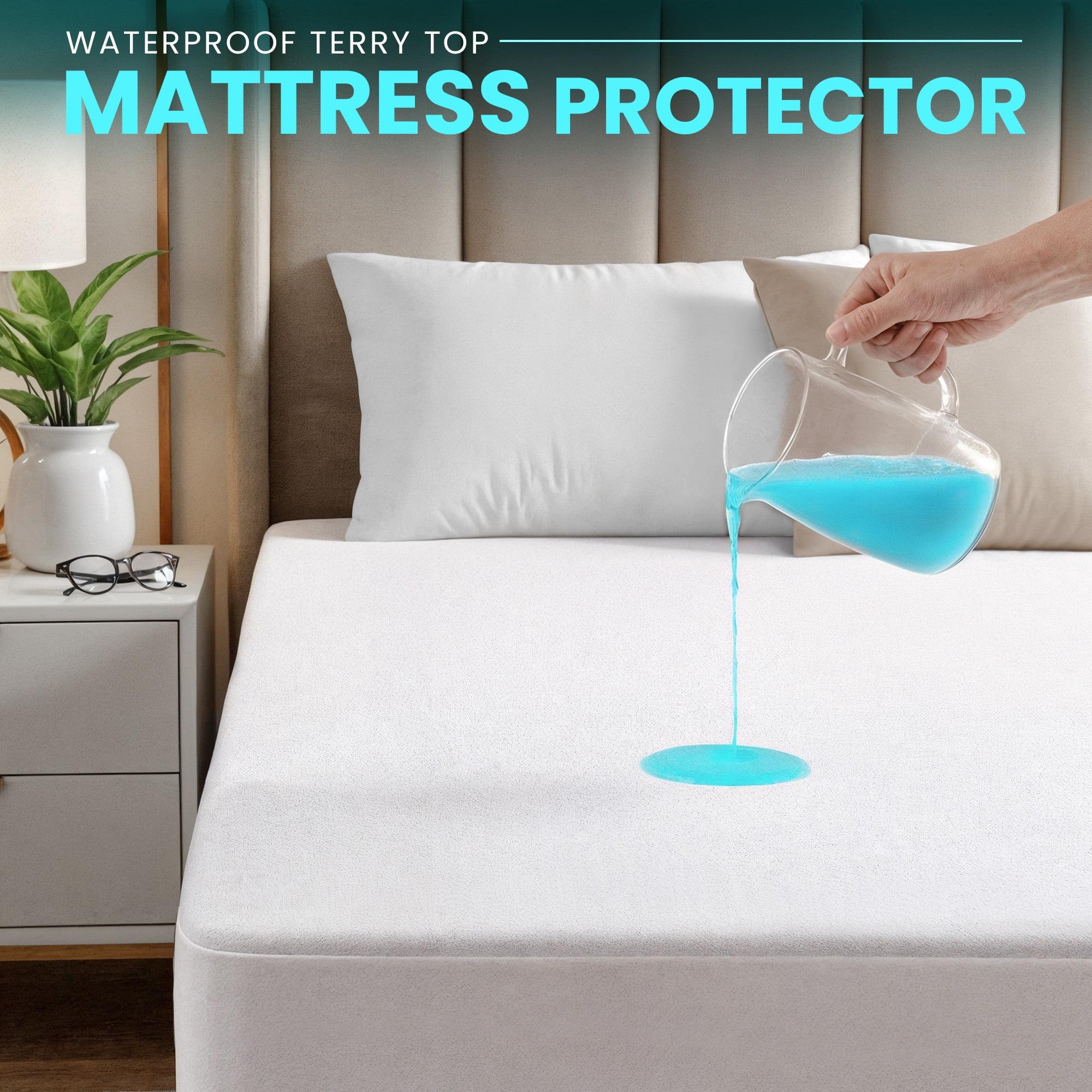PEKUR Waterproof Mattress Protector – Fitted Sheet Style, Deep Pocket Cover Fits Up to 15 Inches, Washable & Breathable Mattress Topper