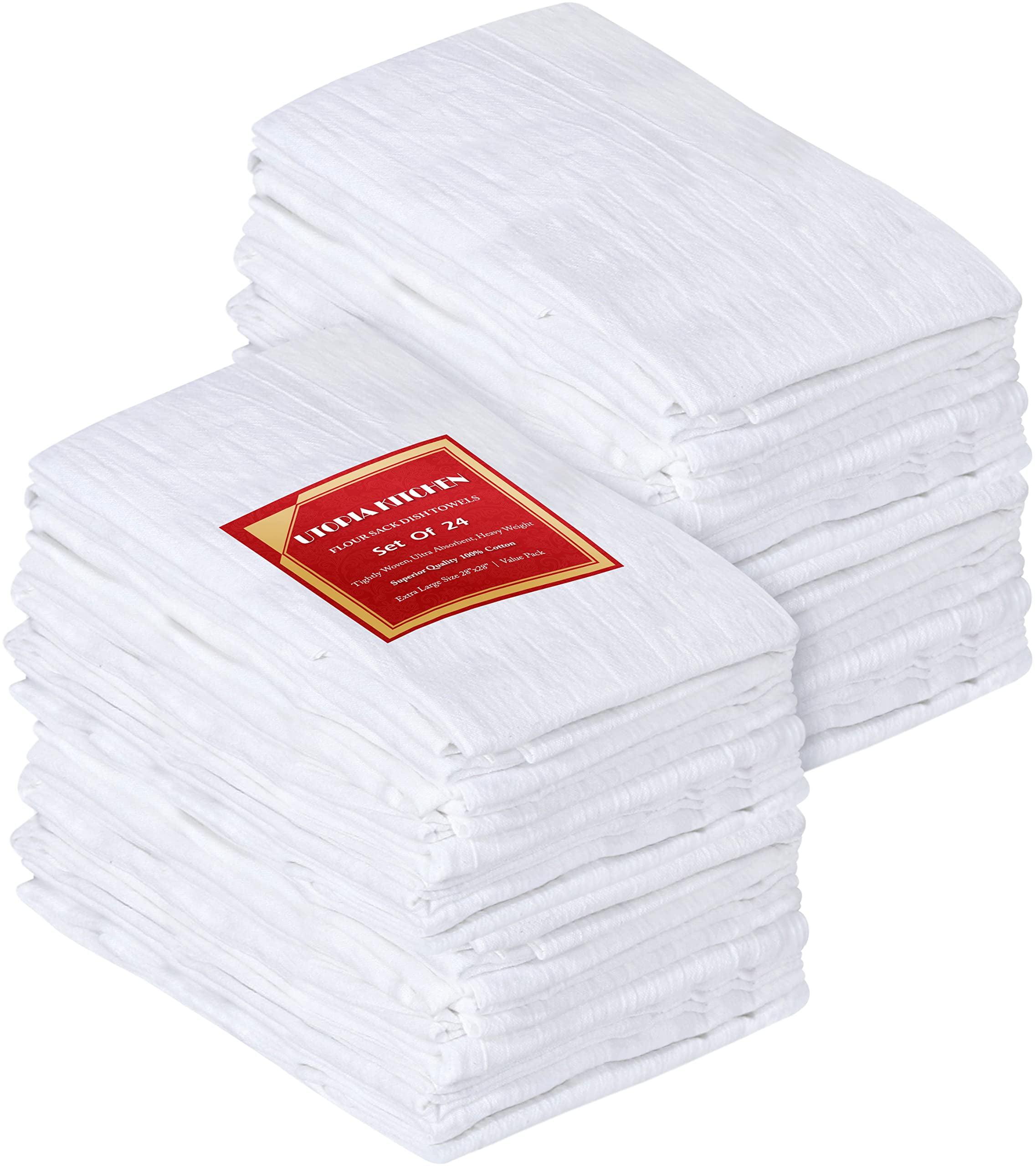 White Cotton Flour Sack Towels Set of 24