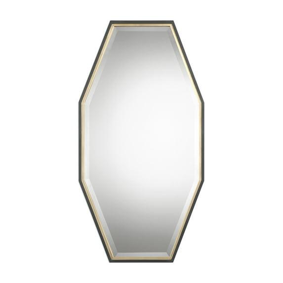 Uttermost Vanity Accent Wall Mirror Modern Beveled Dark Espresso Gold Leaf Wood Frame 24" Wide for Bathroom Bedroom Living Room
