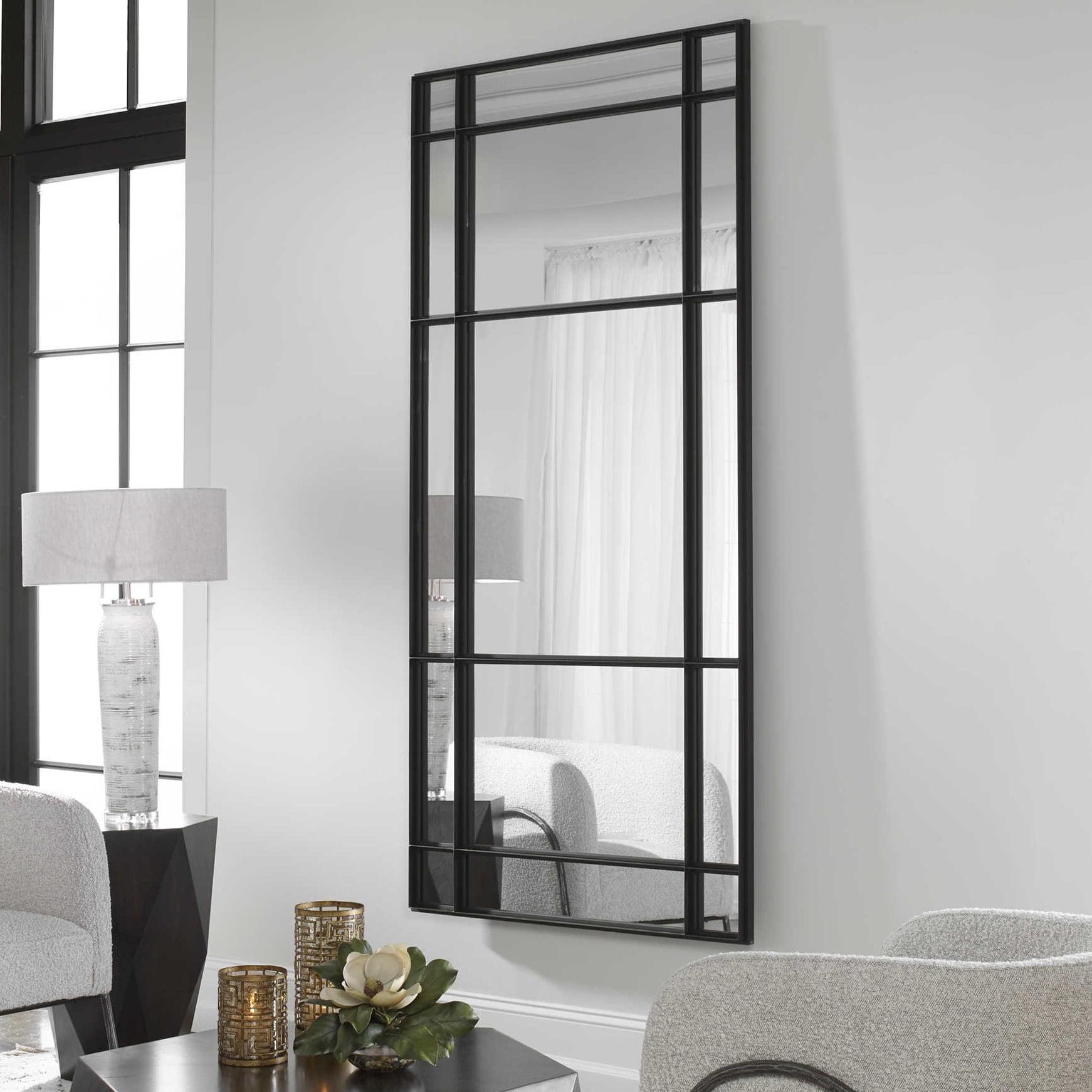 Oversized Black Iron Full Length Rectangular Mirror