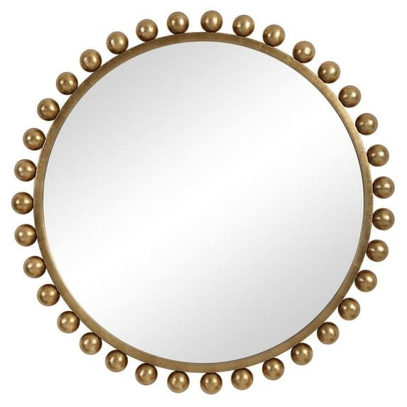 Uttermost 09694 Cyra 44" Round Industrial Modern Wall Mirror - Gold