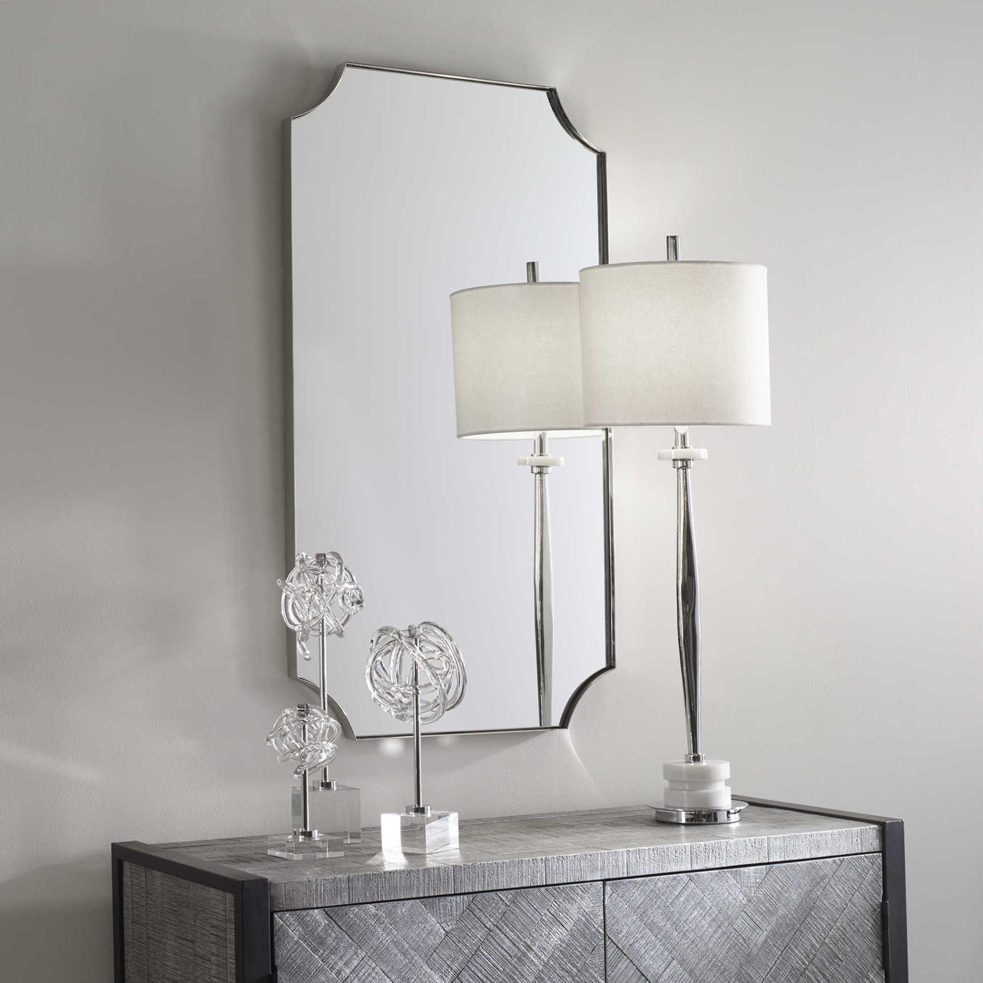 Lennox 40" Silver Scalloped Corner Wall Mirror