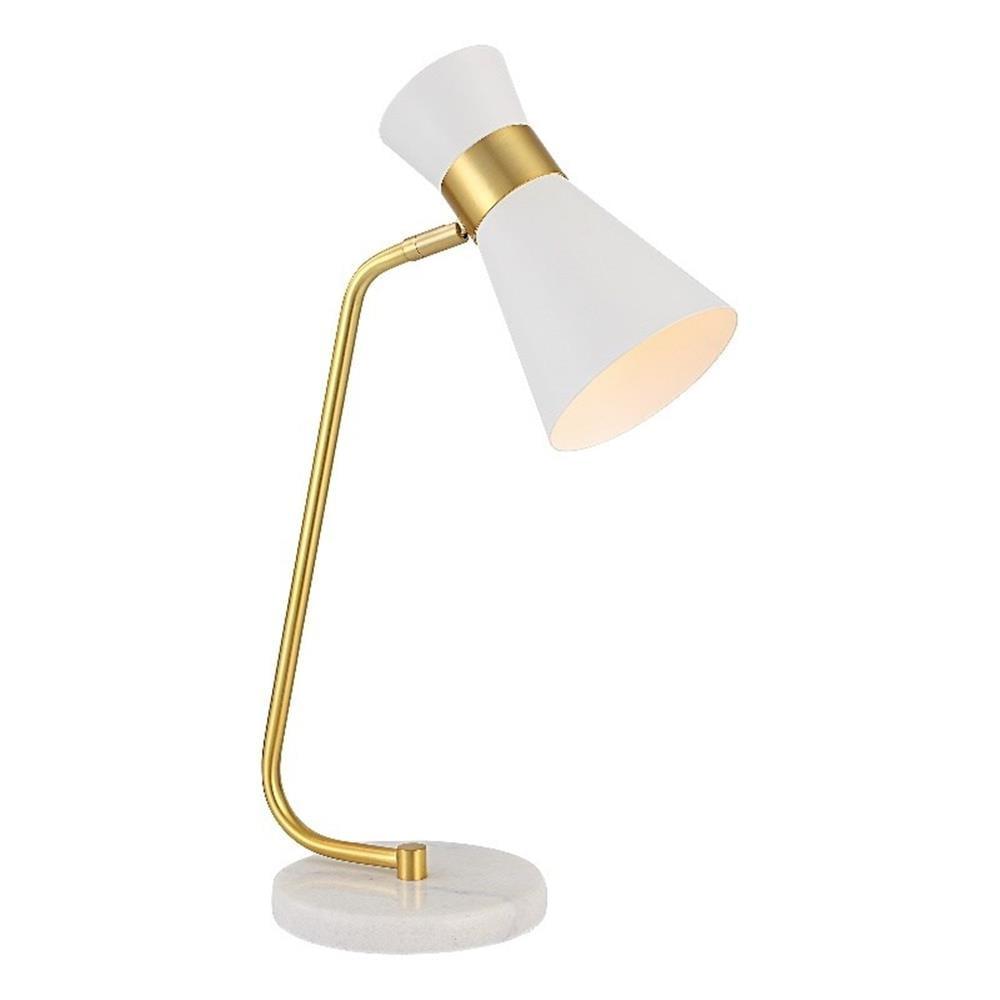 Adjustable White and Gold Marble Base Desk Lamp