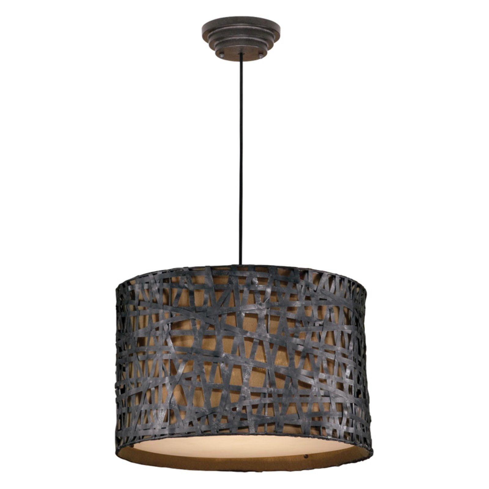 Rust Black 22" Vintage Drum Pendant Light by Carolyn Kinder