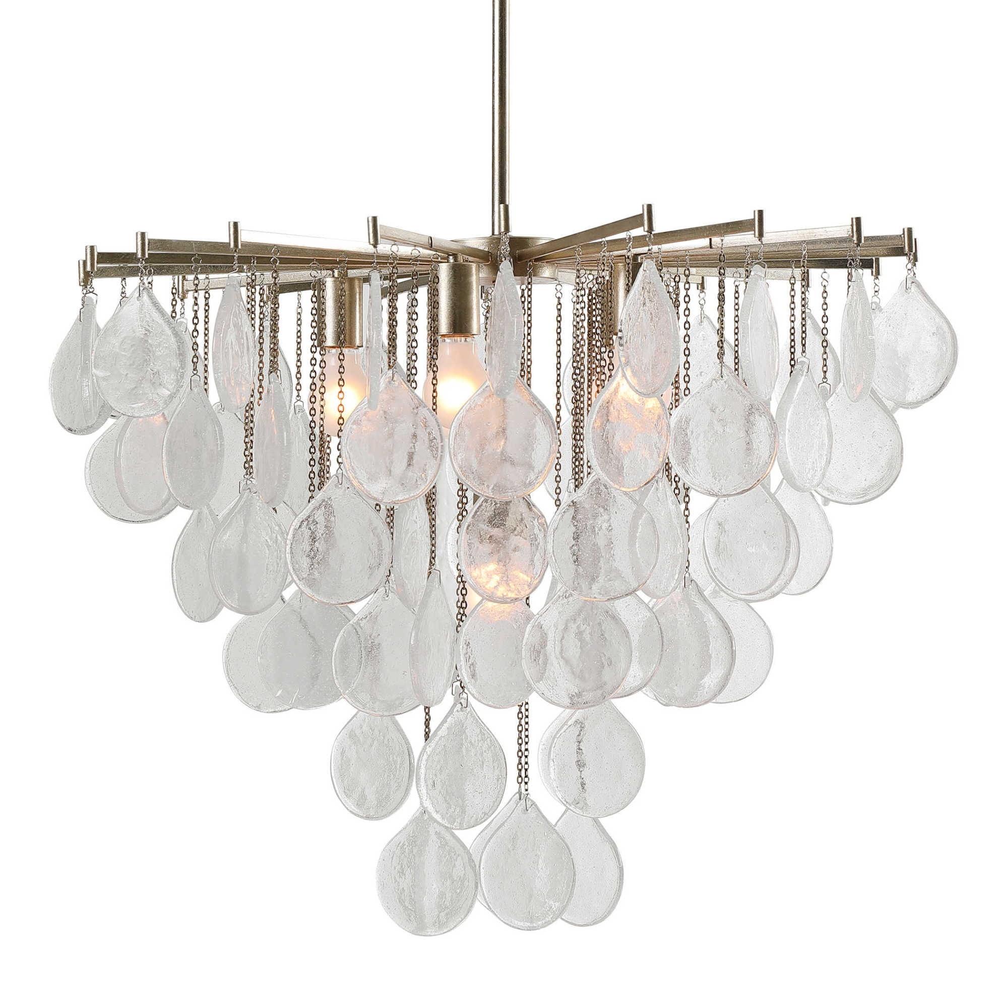 Uttermost 21544 Goccia 6-Light Pendant - Antique Bright Silver Leaf