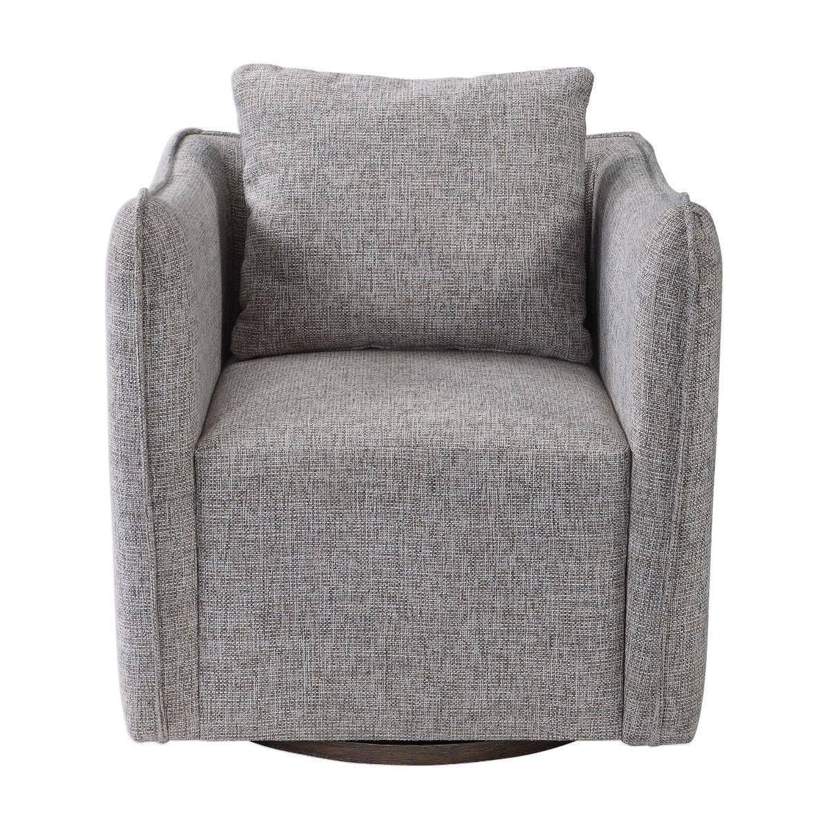 Corben Transitional Gray Linen Blend Swivel Accent Chair