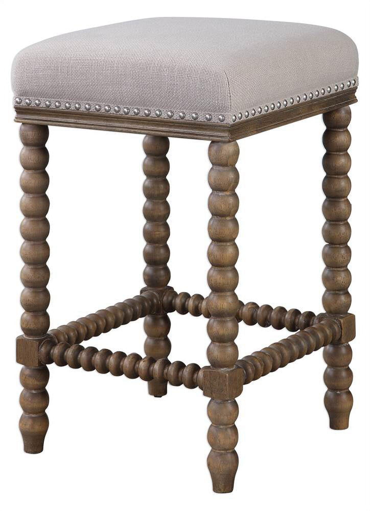 Light Walnut Coastal Transitional Backless Counter Stool