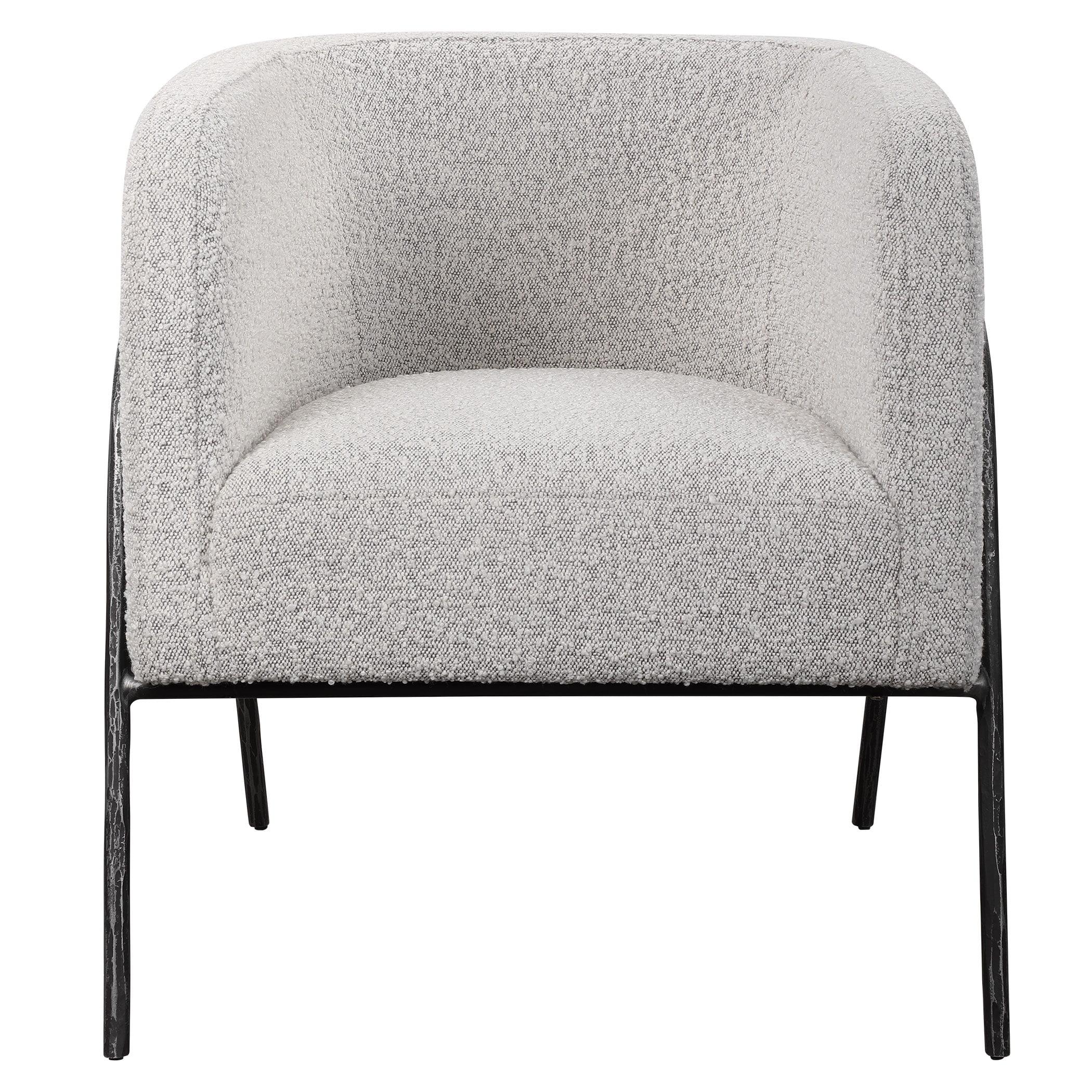 Scandinavian Inspired Gray Barrel Accent Chair with Metal Frame