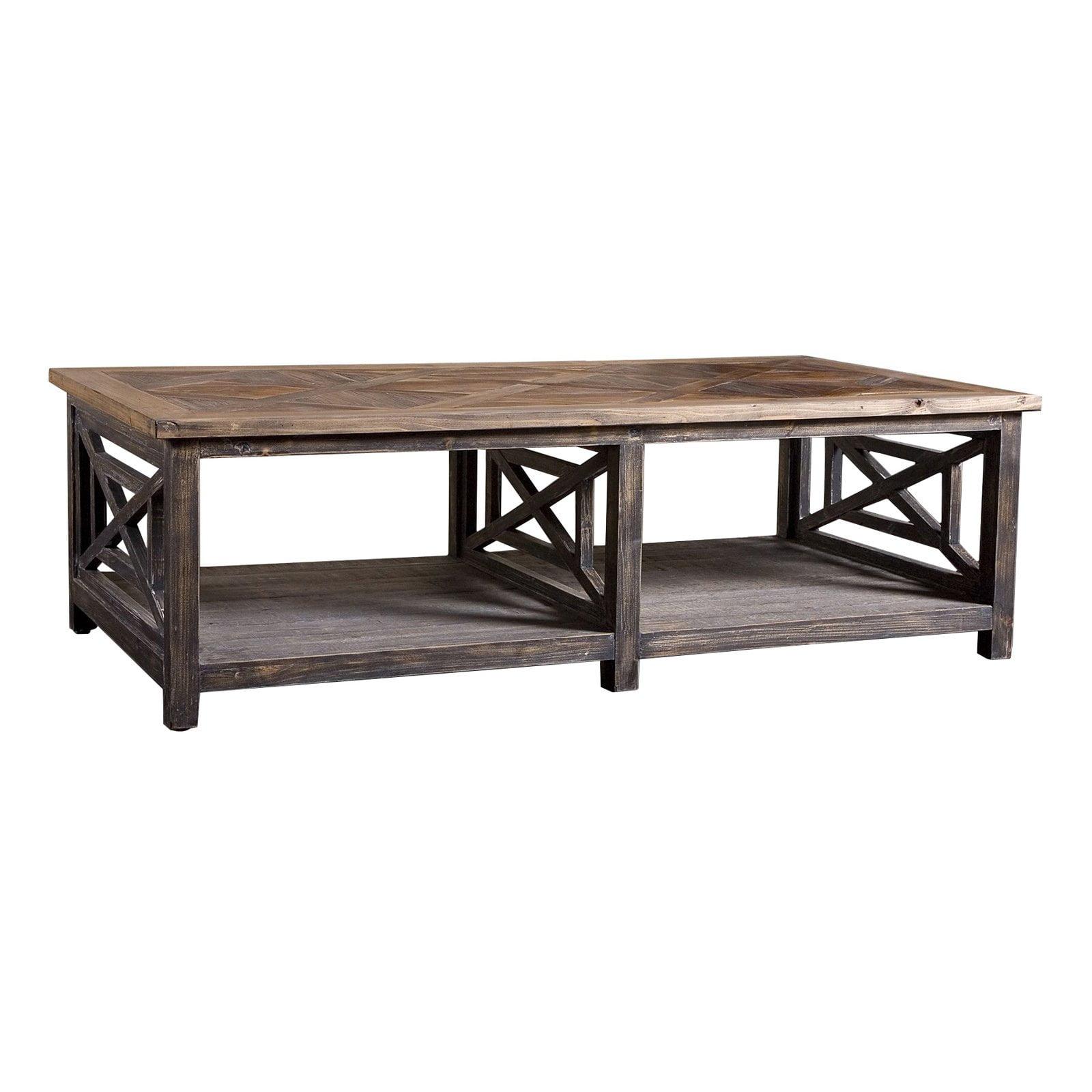 Transitional 56'' Rectangular Reclaimed Fir Coffee Table in Brushed Black