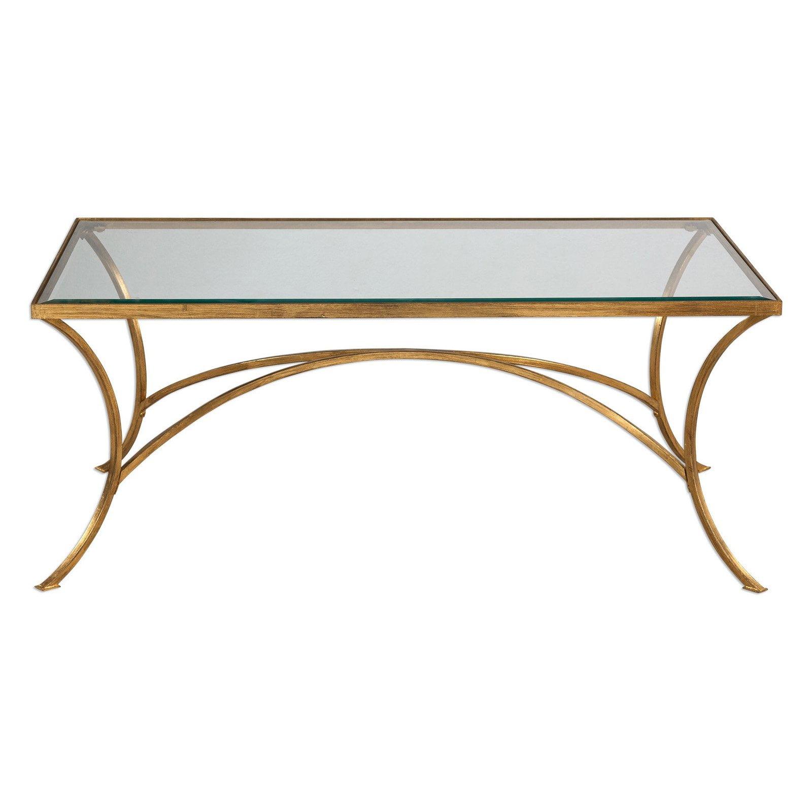 Uttermost Alayna Contemporary Metal and Wood Coffee Table in Gold