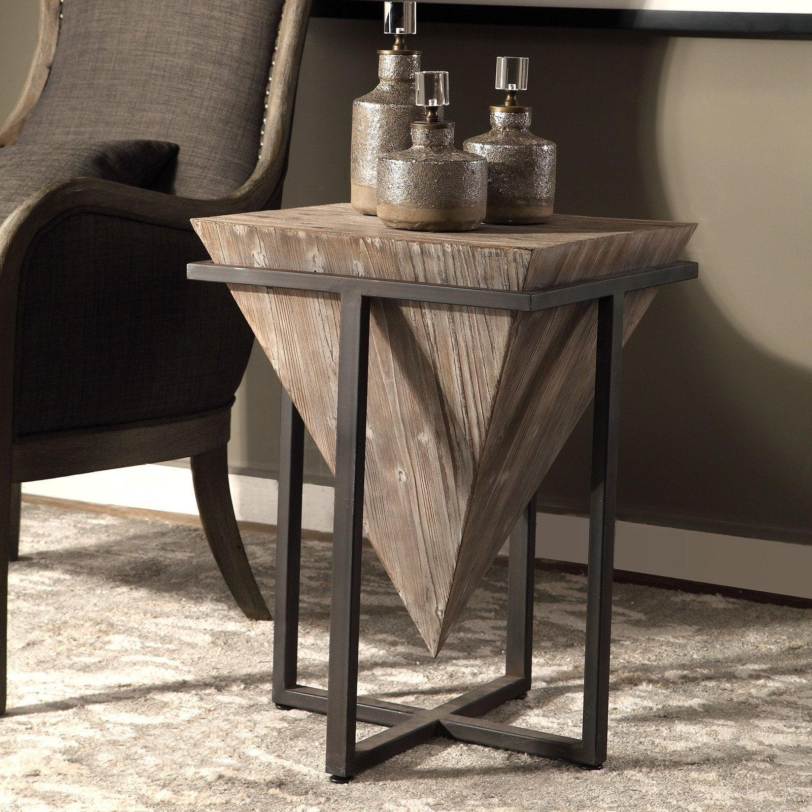 Solid Wood Pedestal End Table