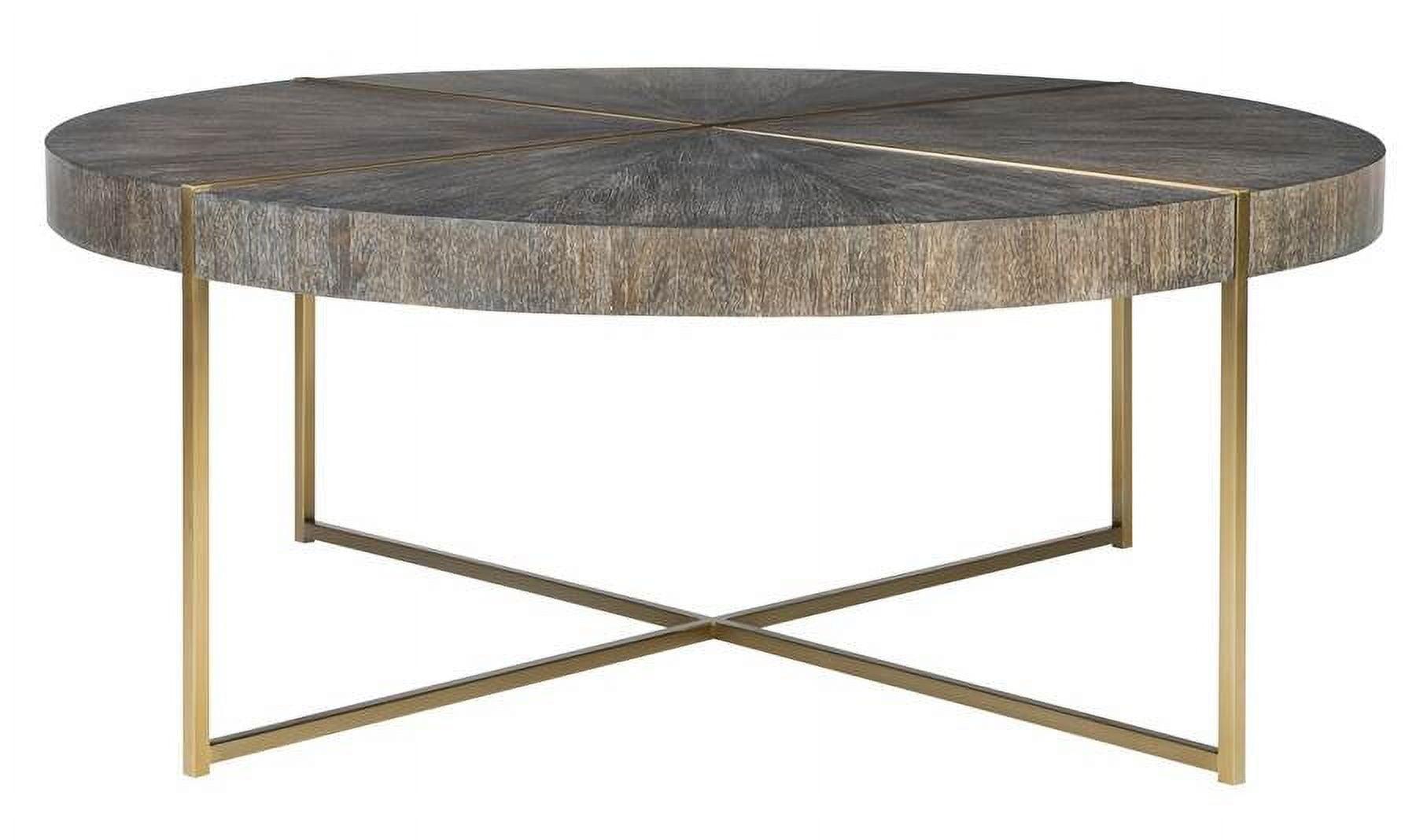 Contemporary Townsend 42" Round Metal Coffee Table in Brushed Brass