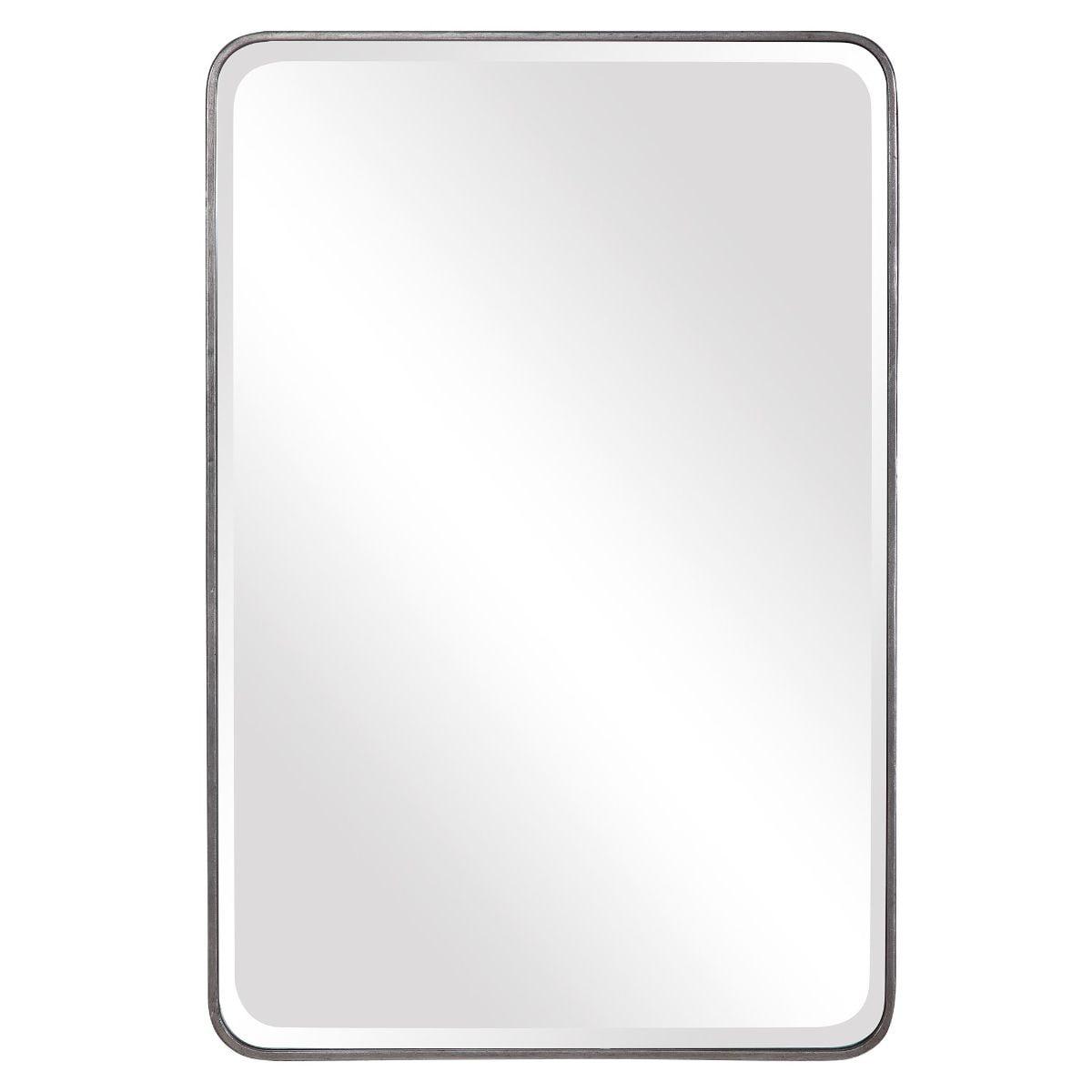 Aramis 36" Silver Rectangular Wall Mirror with Curved Corners