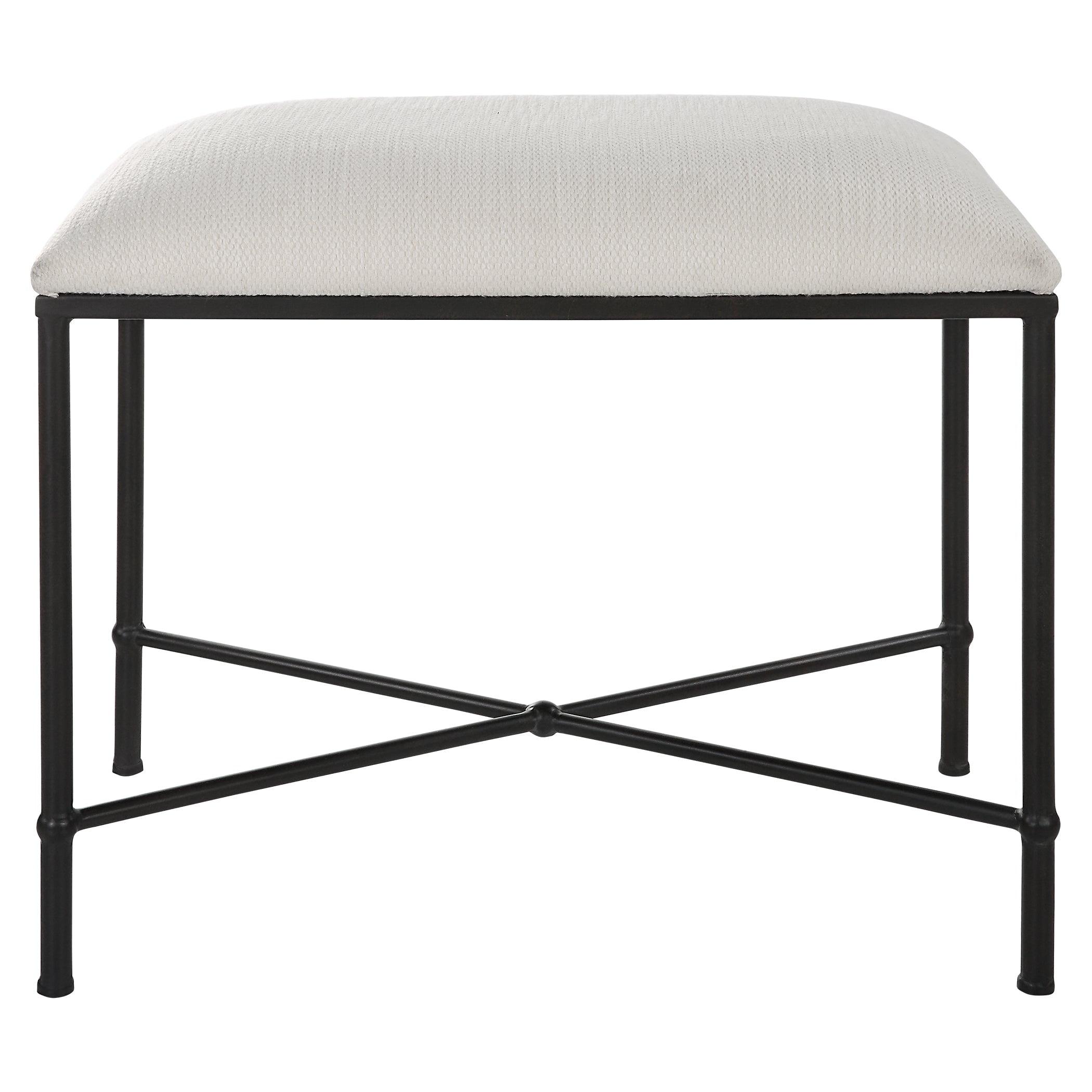 Uttermost Avenham Contemporary Iron and Fabric Small Bench in White/Black