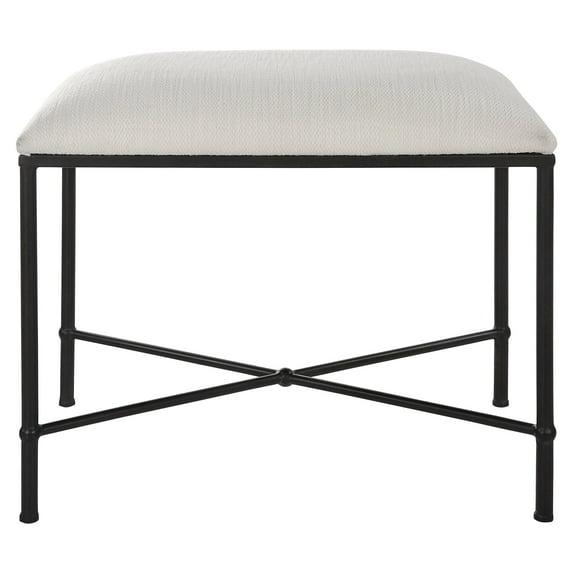 Uttermost Avenham Contemporary Iron and Fabric Small Bench in White/Black