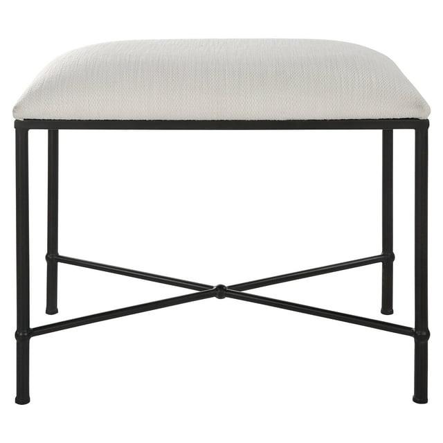 Uttermost Avenham Contemporary Iron and Fabric Small Bench in White/Black