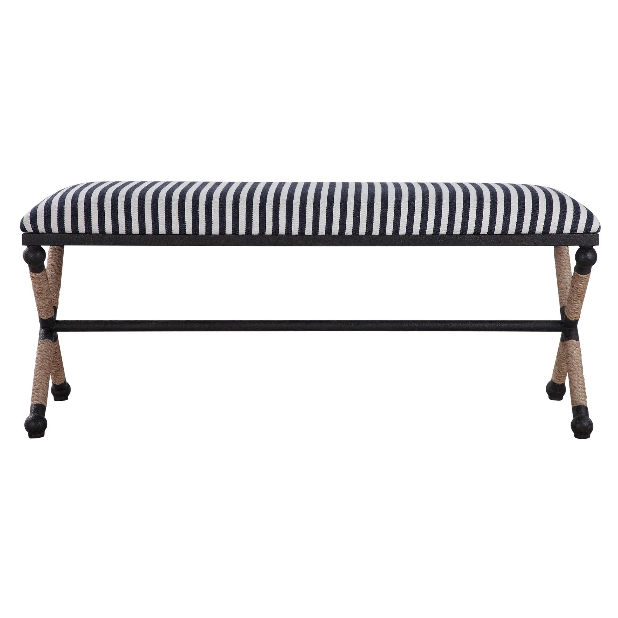 Uttermost Braddock 47 1/2" Wide Blue and White Sailor-Striped Bench