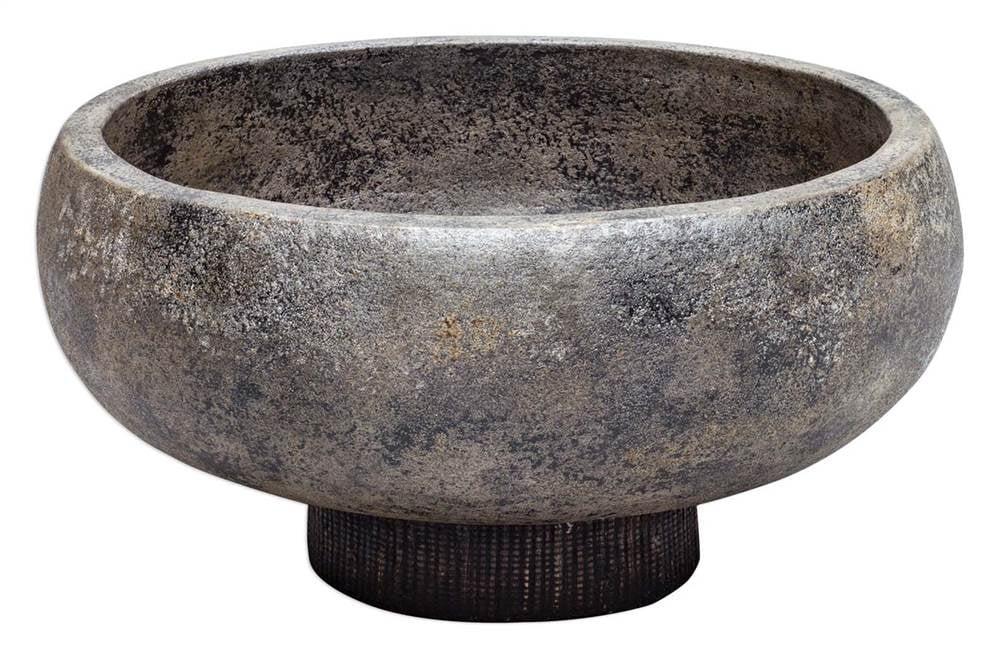 Brixton 14" Black Terracotta Handcrafted Bowl with Stand