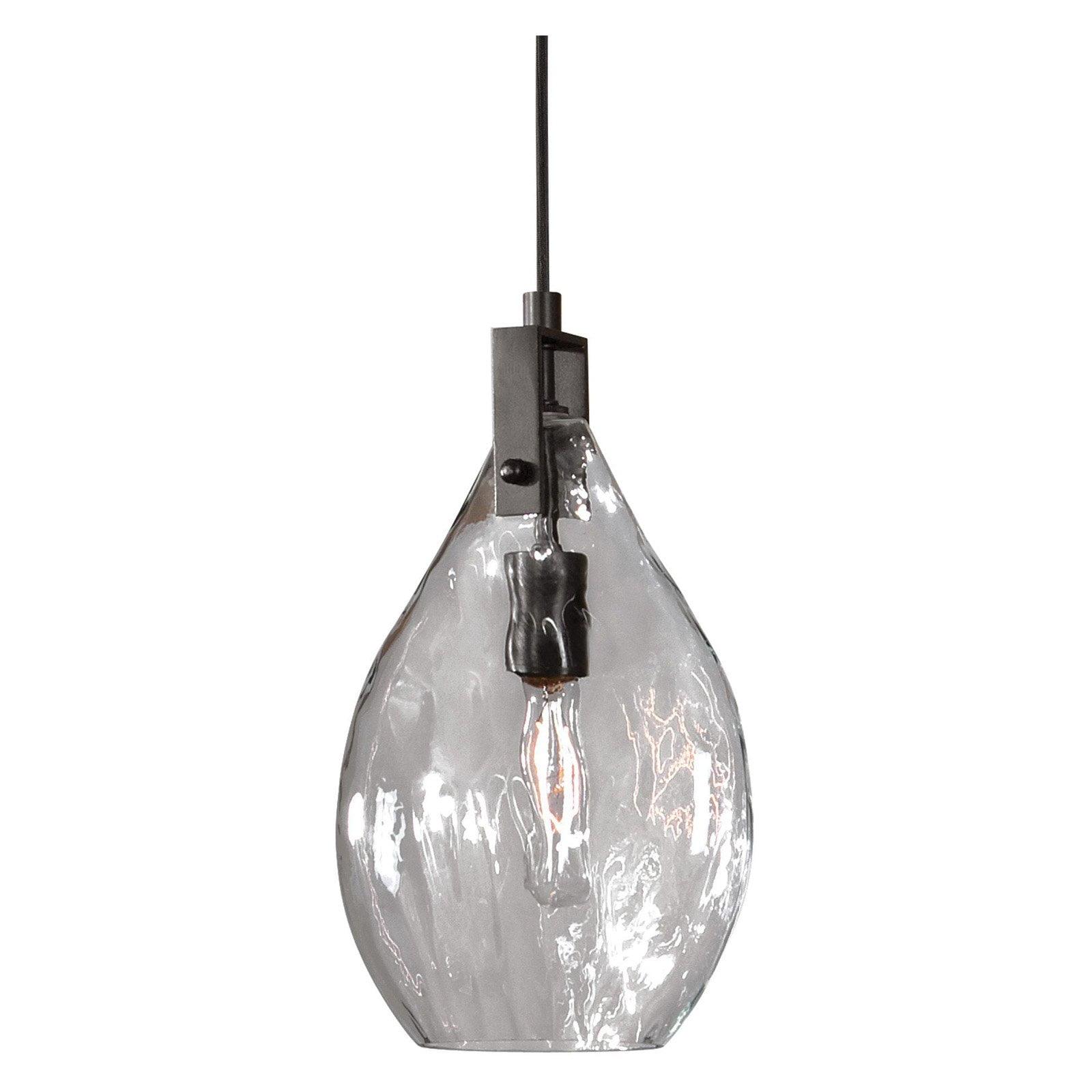 Matte Black and Clear Glass Mini Pendant Light