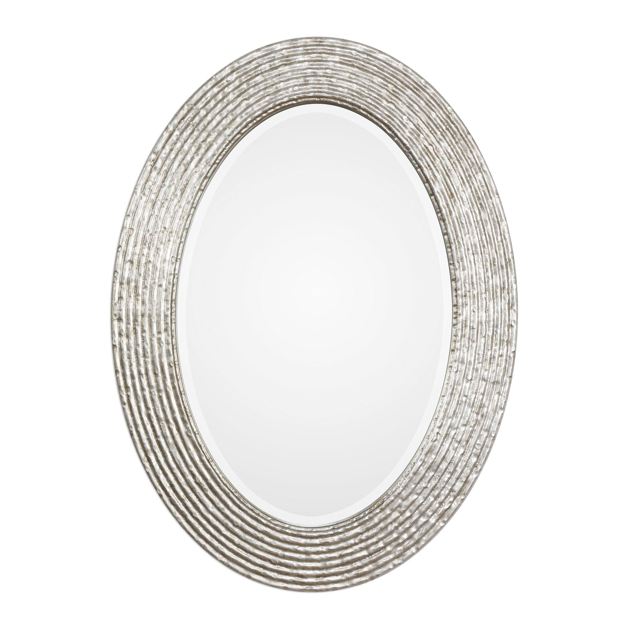 Uttermost Oval Vanity Decorative Wall Mirror Beveled Burnished Pale Champagne Gold Frame 25" Wide for Bathroom Bedroom Home Office
